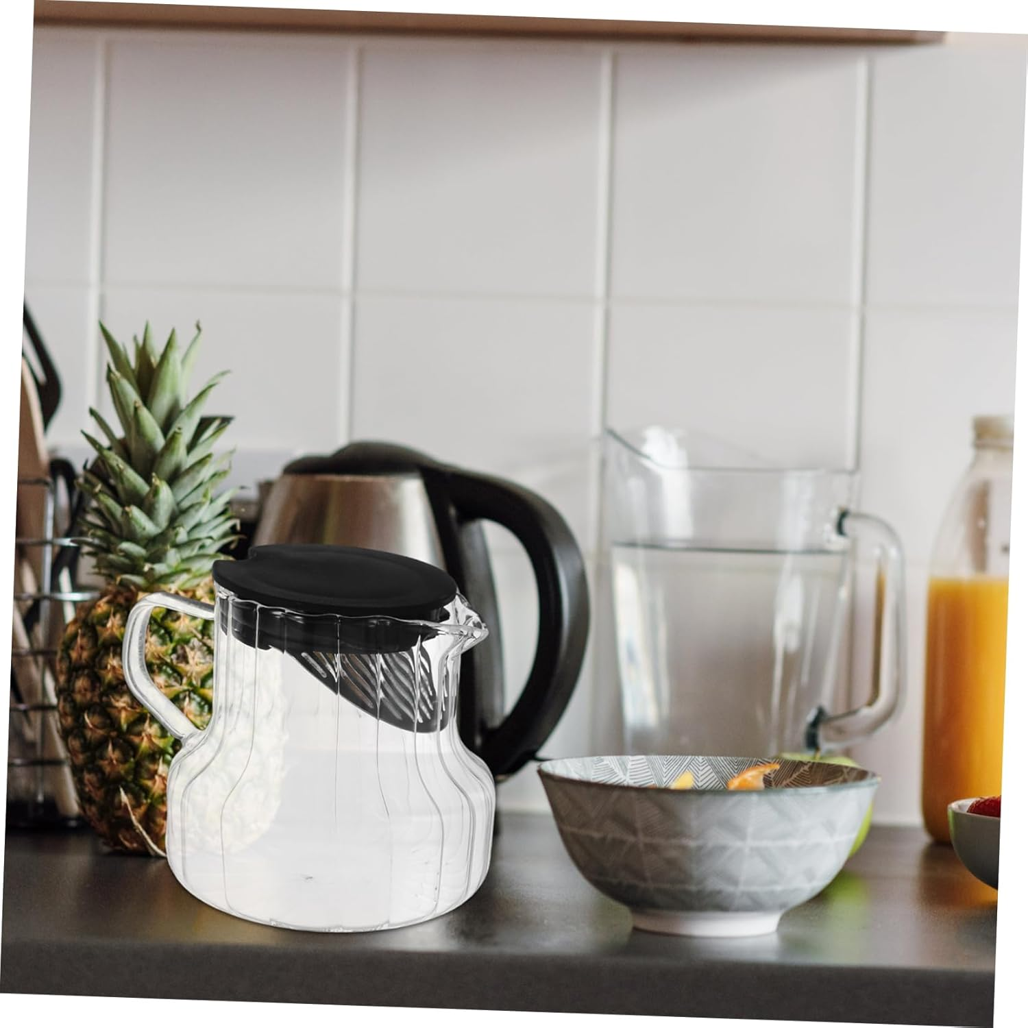 WATIIFUFU Coffee Pot and Teapot Glass Pitcher Lid Vertical Stripes for Daily Use Special Occasions Espresso Machine Pot Carafes Glass Water Kettle Maker Carafes Tea Kettle Steeper image number 6