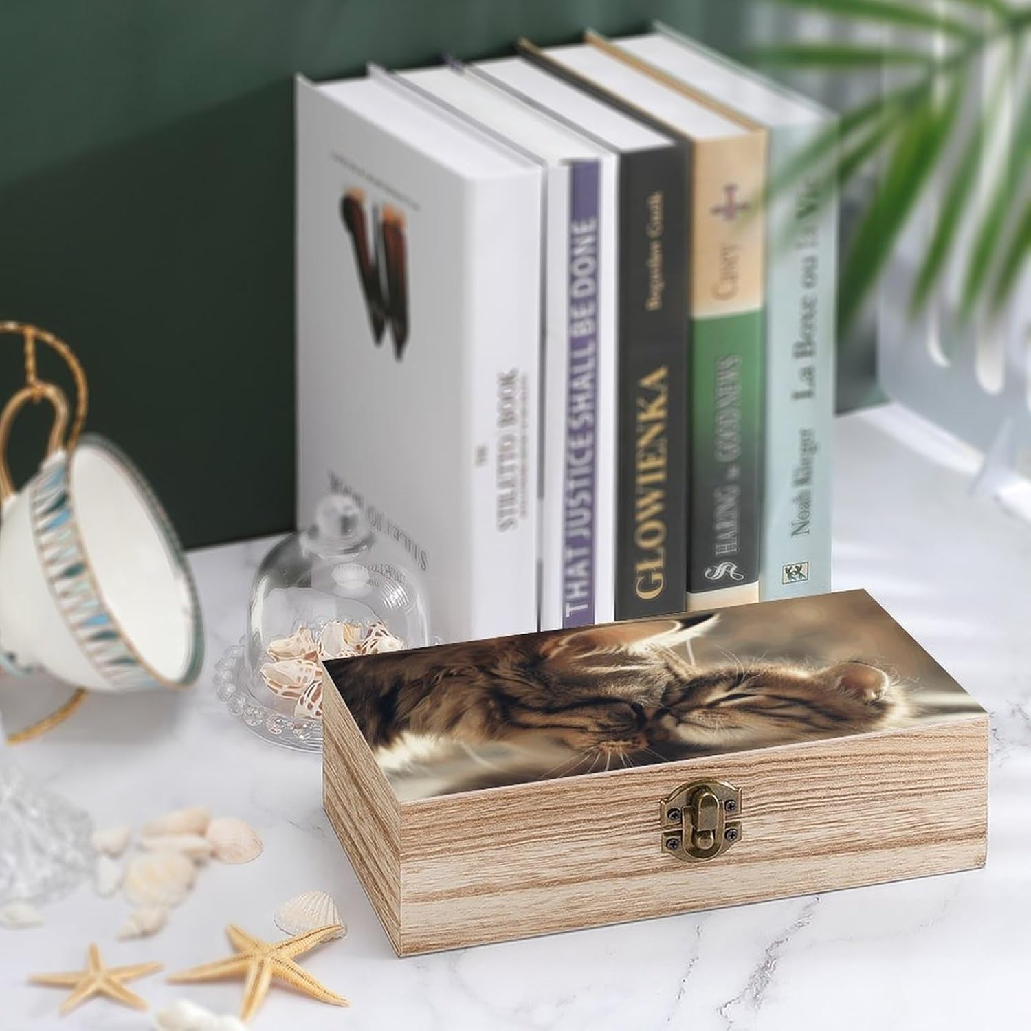 Cat Wooden Box Wood Wedding Keepsake Boxes with Lids Small Decorative Boxes Lightweight Wooden Memory Storage Box for Crafts Keepsakes Jewelry Photo Letter Storage image number 3