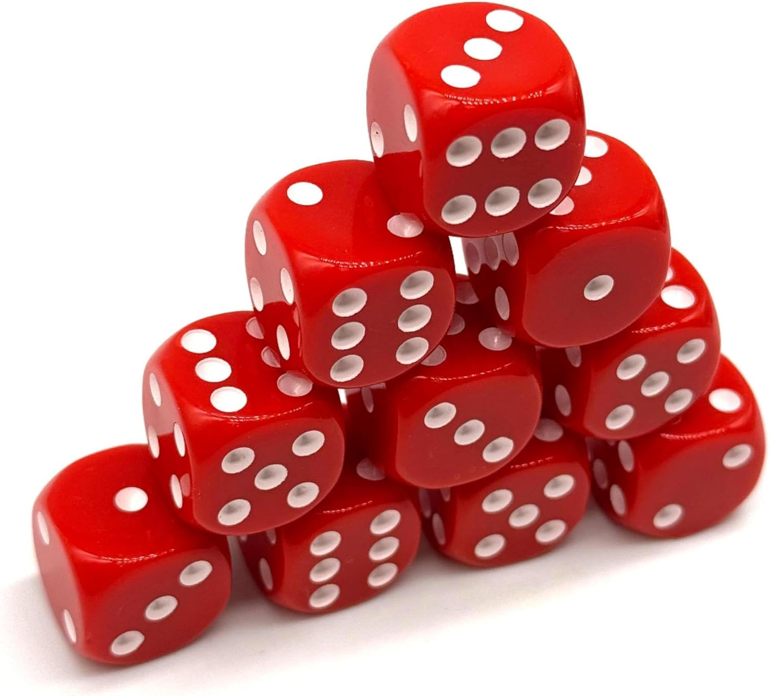 10PCS Acrylic Dices 6 Sided Dice Set for Bar Games Standard Dices for Party Math Learning Glow Playing Dice (Red) image number 2