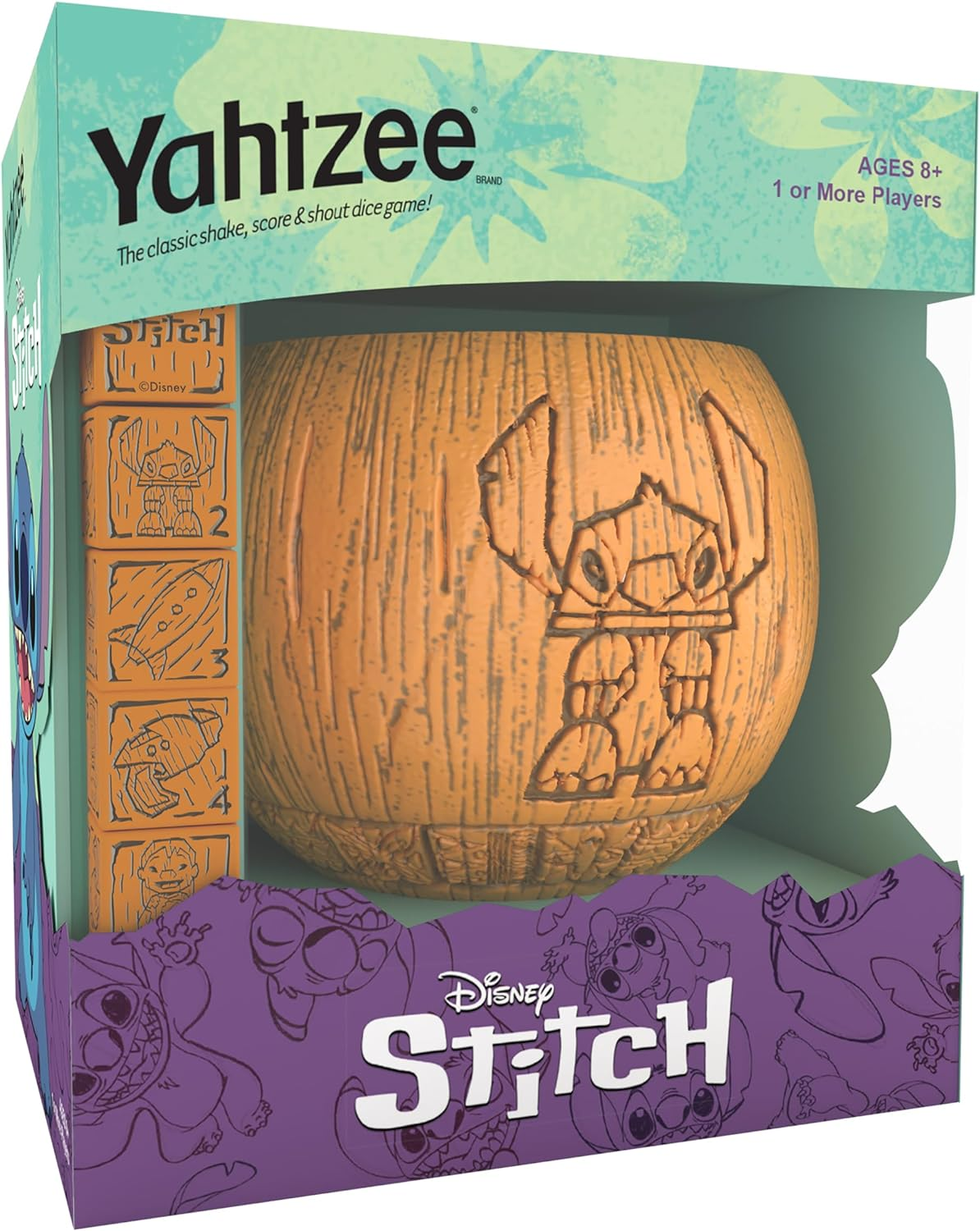 YAHTZEE: Disney Stitch | Collectible Stitch Tiki Style Dice Cup | Classic Dice Game Based on Disney&rsquo;S Lilo & Stitch | Great for Family Night | Officially Licensed Disney Game & Merchandise