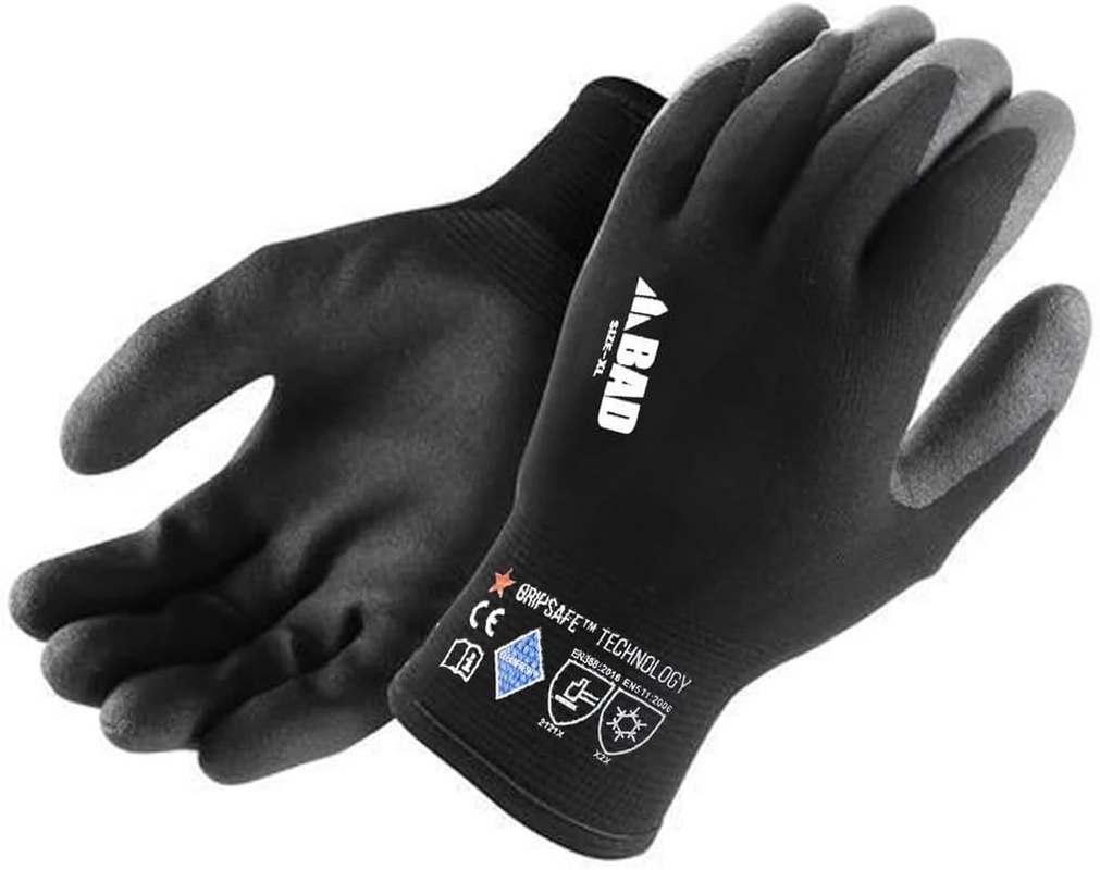 BAD WORKWEAR Unisex Stealth Nitrile Grip-Safe Insulated Work Gloves image number 3