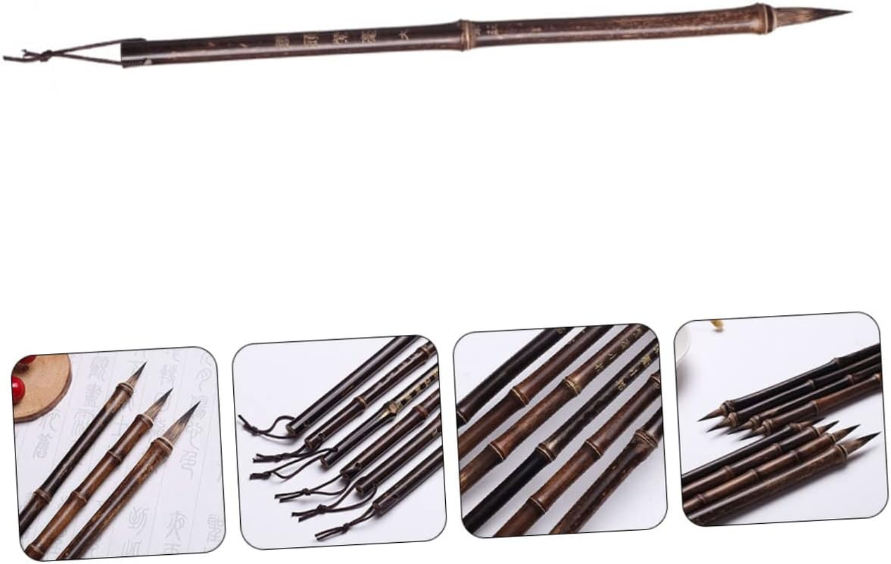 Operitacx Traditional Calligraphy Brush Pen for Beginners and Professionals Smooth Writing Purple Hair Bamboo Handle Calligraphy Art Practice image number 2