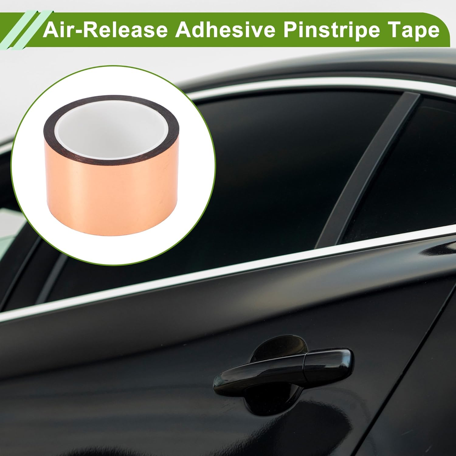 X AUTOHAUX Universal 164.04Ft X 2.36" Air-Release Adhesive Pinstripe Tape Reflective Automotive Pinstriping Tape BOPP Champagne Gold image number 5