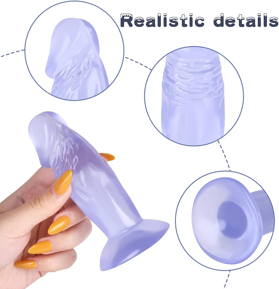 Realistic Dildo for Beginners, Anal Plug Dildos for Women/Men/Gay, Adult Sex Toys for G Spot Stimulator Anal Plug Training Sets (Blue, 4.5") image number 2