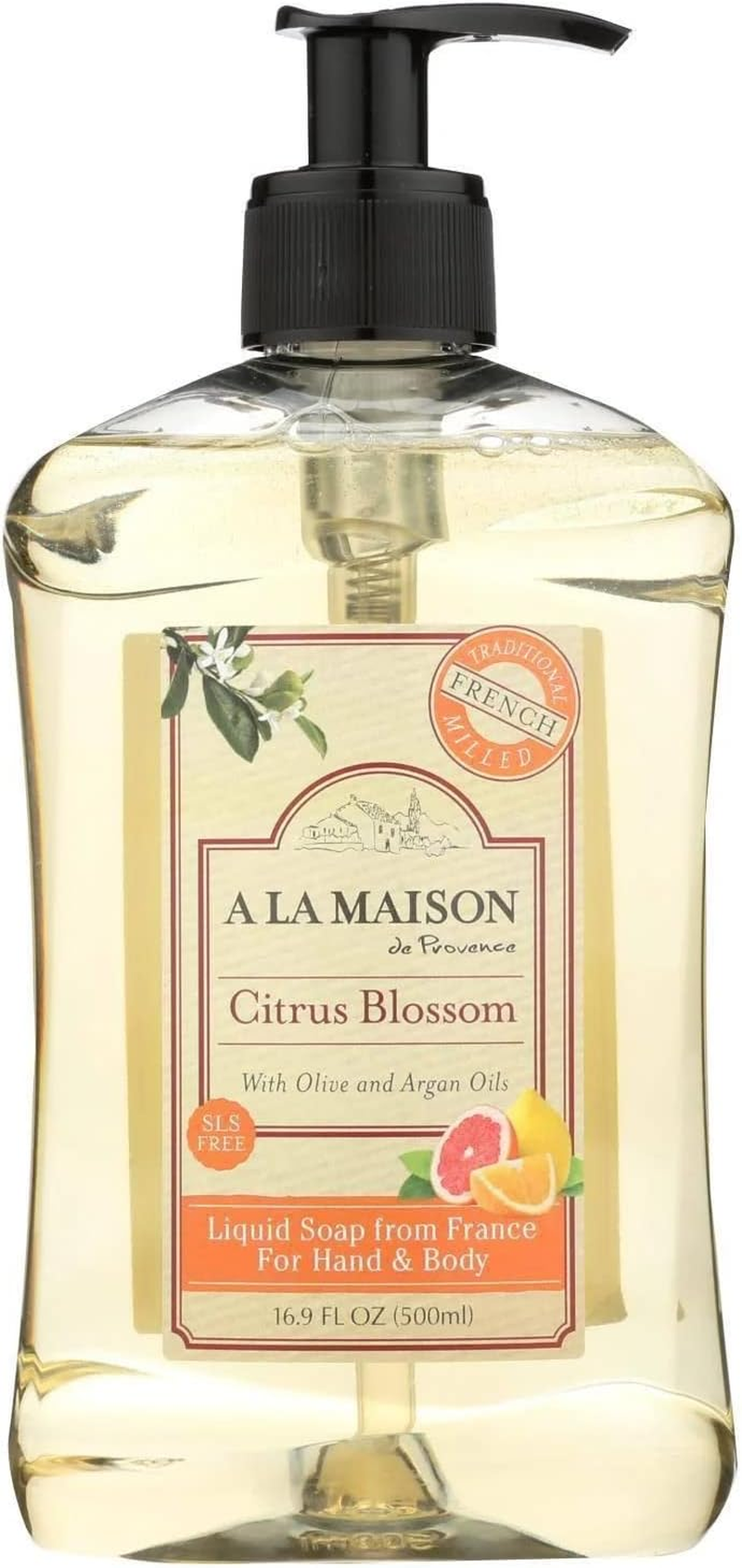 A La Maison - Traditional French Milled Liquid Soap for Hand & Body Citrus Blossom with Olive & Argan Oils - 16.9 Fl. Oz. image number 4