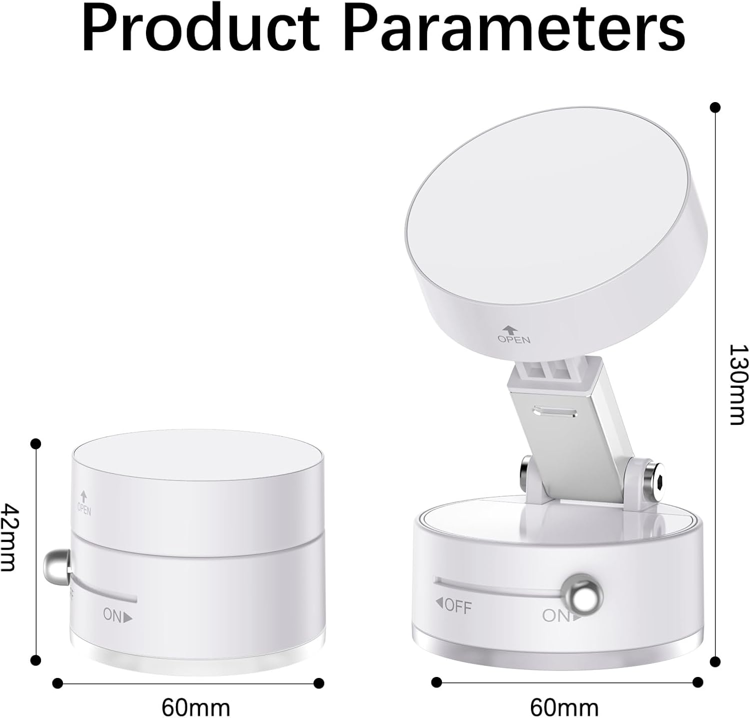 VENINGO Magnetic Vacuum Car Phone Holder, 360&deg; Rotatable Foldable and Retractable Double-Sided Suction Cell Phone Stand Dashboard Mount for Car/Kitchen/Office Mirror Mount Fit All Smartphones, White