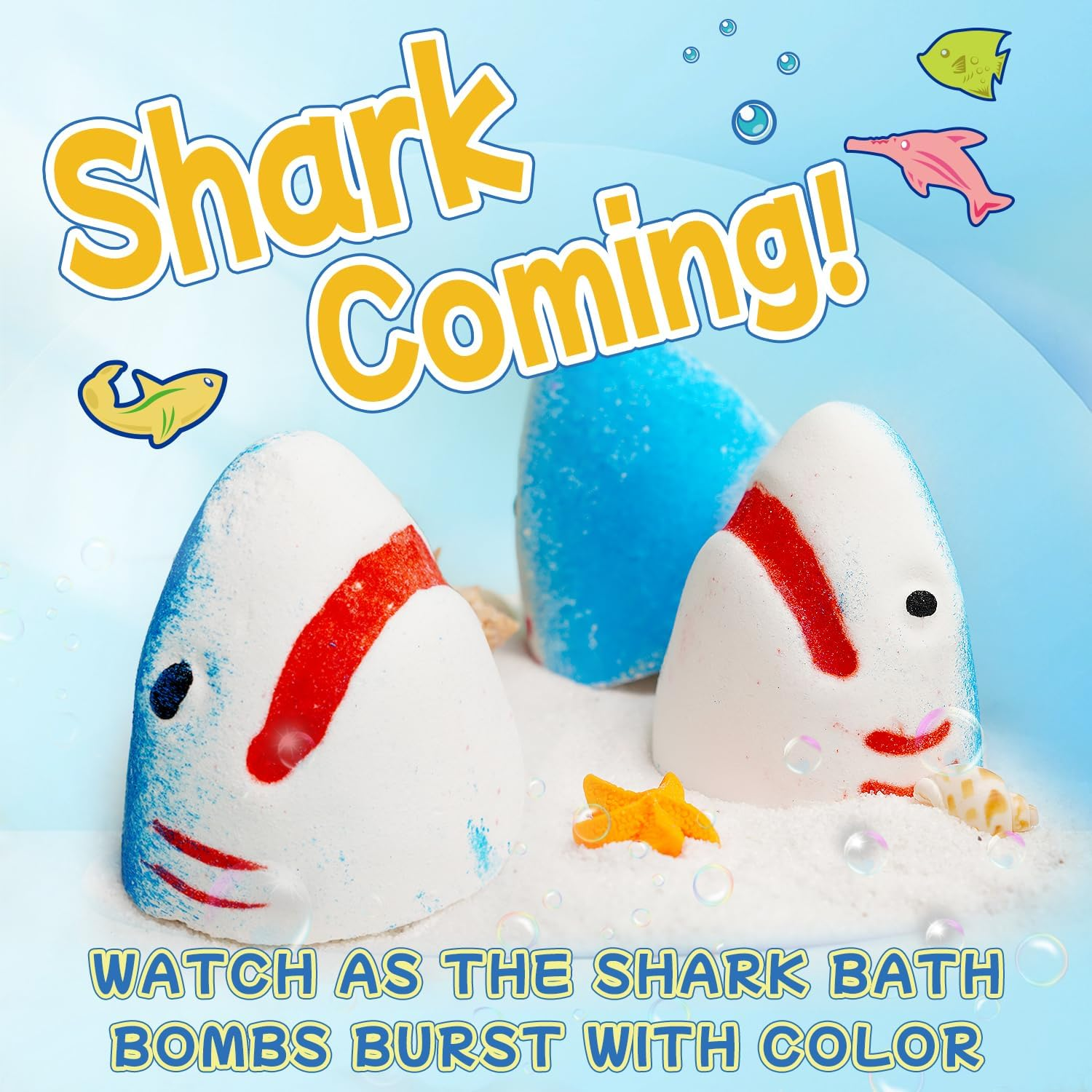 Shark Bath Bombs for Kids with Surprise Fishing Toy Set, 8 Fun Exploding Bath Balls & 9 Fishing Toys, Natural Handmade Organic Bubble Bath Fizzies, Ideal Birthday Holiday Boys Girls image number 3