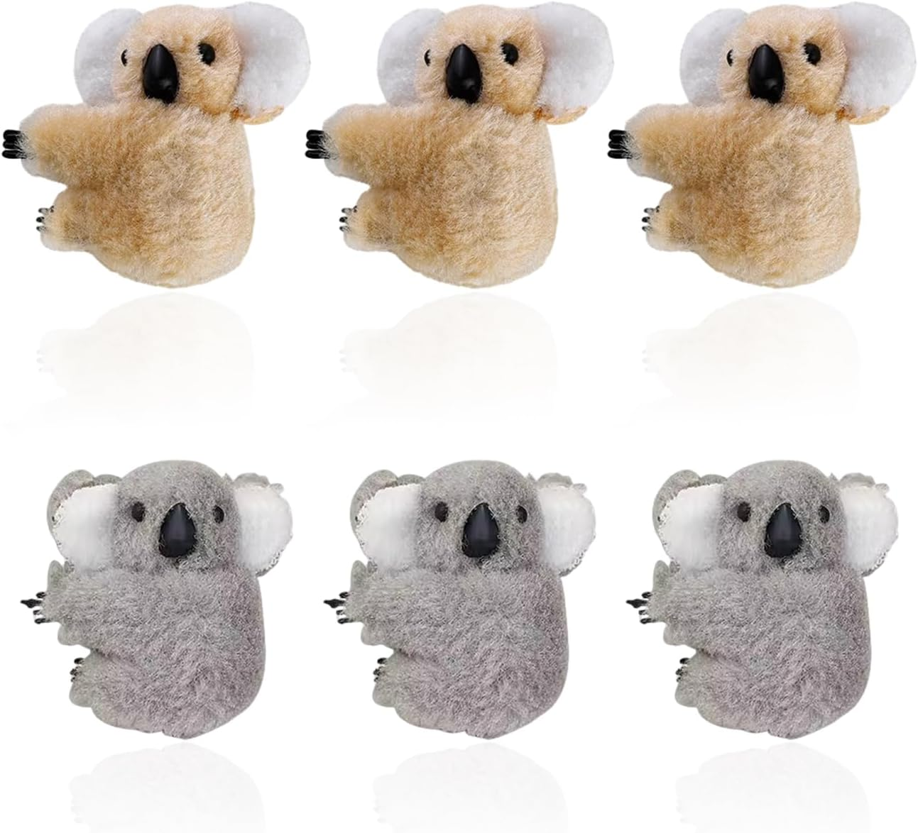 Pack of 6 Plush Koala Hair Pins, Cute Cartoon Animals, Funny Girls Fashion Accessories, Creative Personality, Hairstyle Decoration image number 3