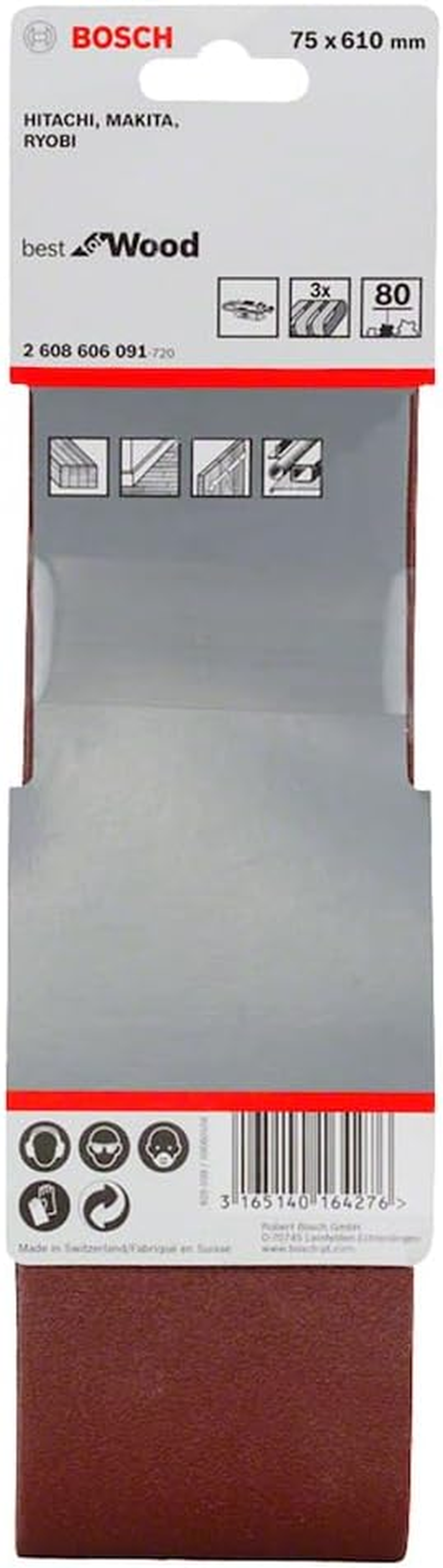 Bosch 3X PRO X440 Sanding Belt (For Paint on Wood, Hardwood, 75 X 610 Mm, Grit 80, Professional Accessory Belt Sander) image number 1