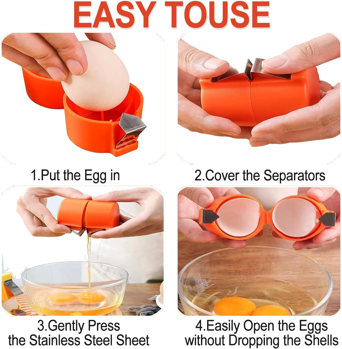 3 Pcs Egg Shell Opener Egg Separator for Raw Eggs Stainless Steel Egg Cutter Egg Cracker Tool with Box for Home Kitchen Use Kitchen Baking Tools for Cooking Camping Kitchen Gadgets image number 5