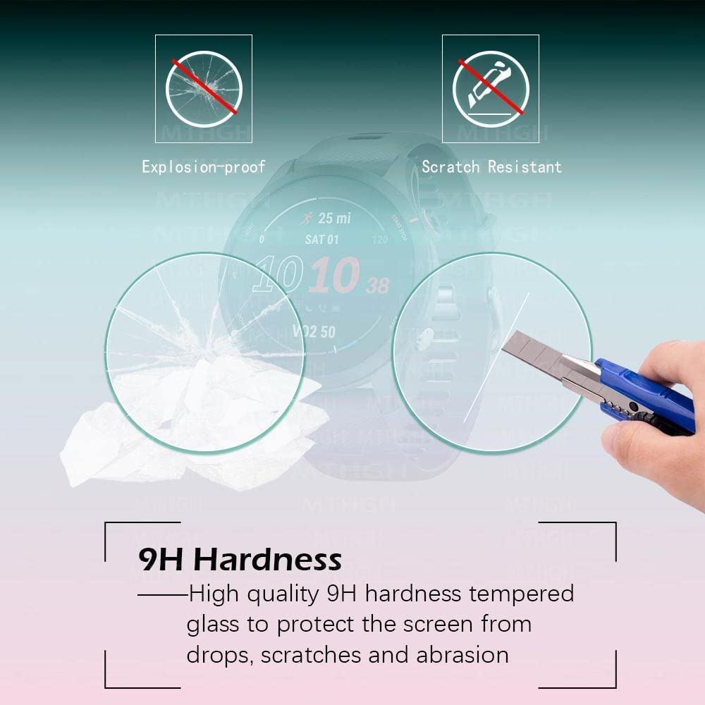 Screen Protector for Garmin Forerunner 165 Smartwatch [4 Pcs], MTHGH Tempered Glass 9H Hardness Anti-Scratch Sensitive Touch Bubble Free Film Ultra-Thin Protective Cover image number 4