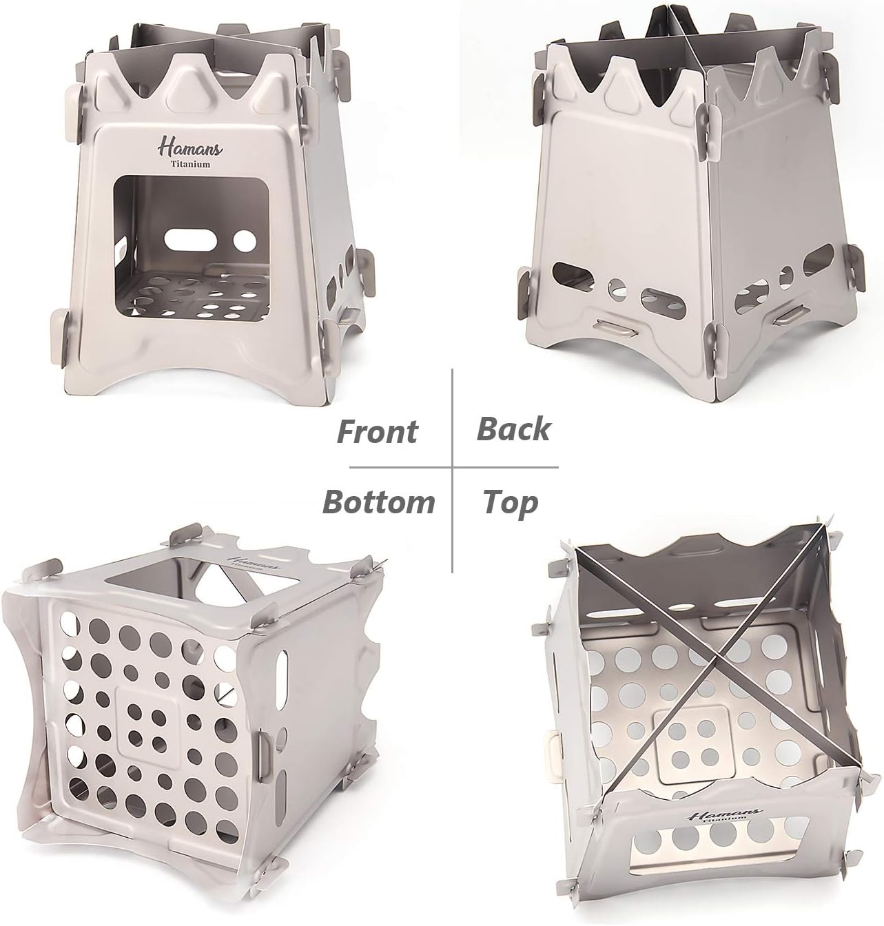 Hamans Titanium Wood Burning Stove, Camping Stove, Foldable Titanium Portable Backpacking Stove for Outdoor Camping Picnic BBQ