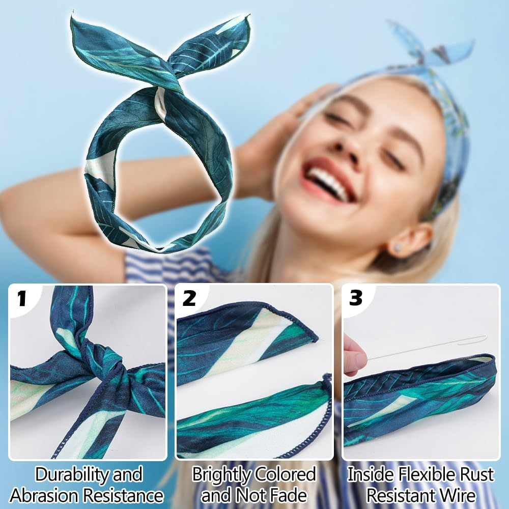 LZYMSZ Floral Print Headwrap,Boho Women'S Headbands Criss Cross Elastic Head Wrap Twisted Vintage Hair Accessories (12-Ts) image number 1