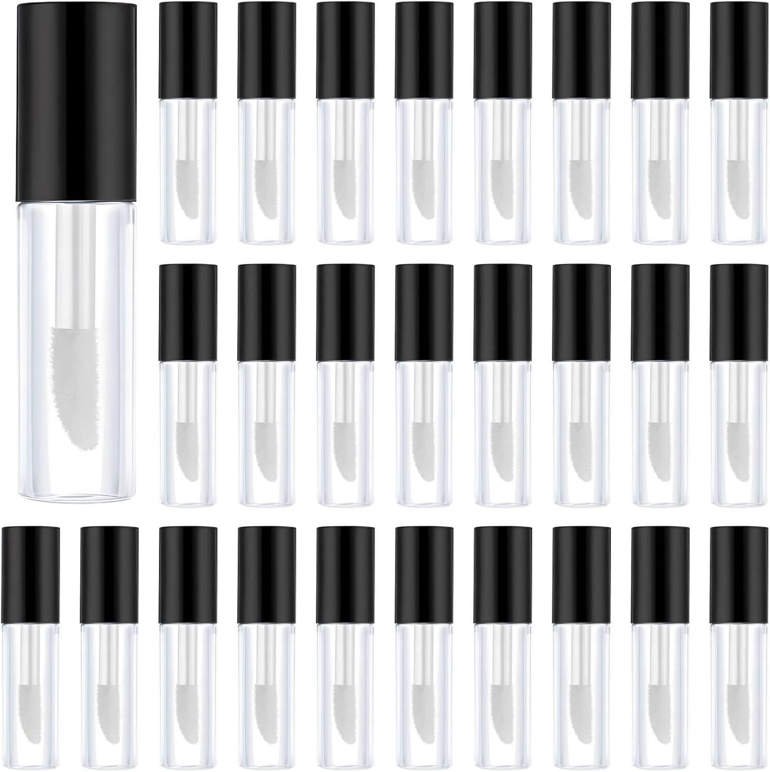 YOFAPA 50 Pieces Mini Clear Lip Gloss Containers, 1.2Ml/0.04Oz Empty Cosmetic Sample Tubes, Portable Travel Size Lip Oil Bottles with Soft Brush and Leakproof Design