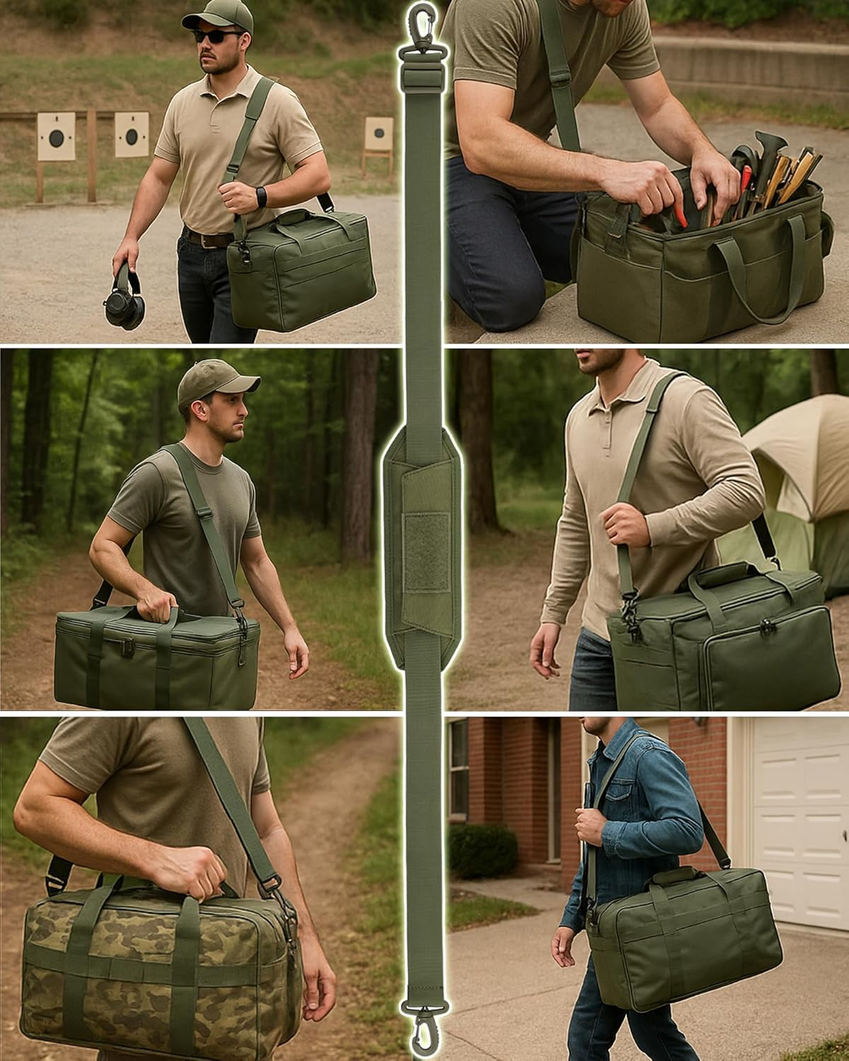 WYNEX Shoulder Strap Pad for Tactical Pouch, Universal Bag Strap with Detachable Thick Pad Single Shoulder Strap Replacement - Khaki image number 4