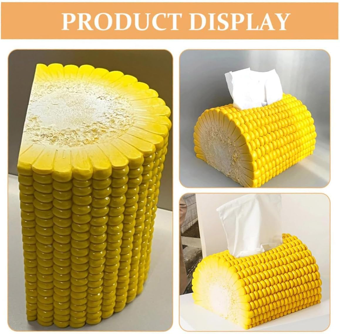 AIMALL Creative Corn-Shaped Tissue Box 5.9 X 5.1 X 3.9 Inches Desktop Storage Container for Living Room Coffee Table Home Decor image number 5
