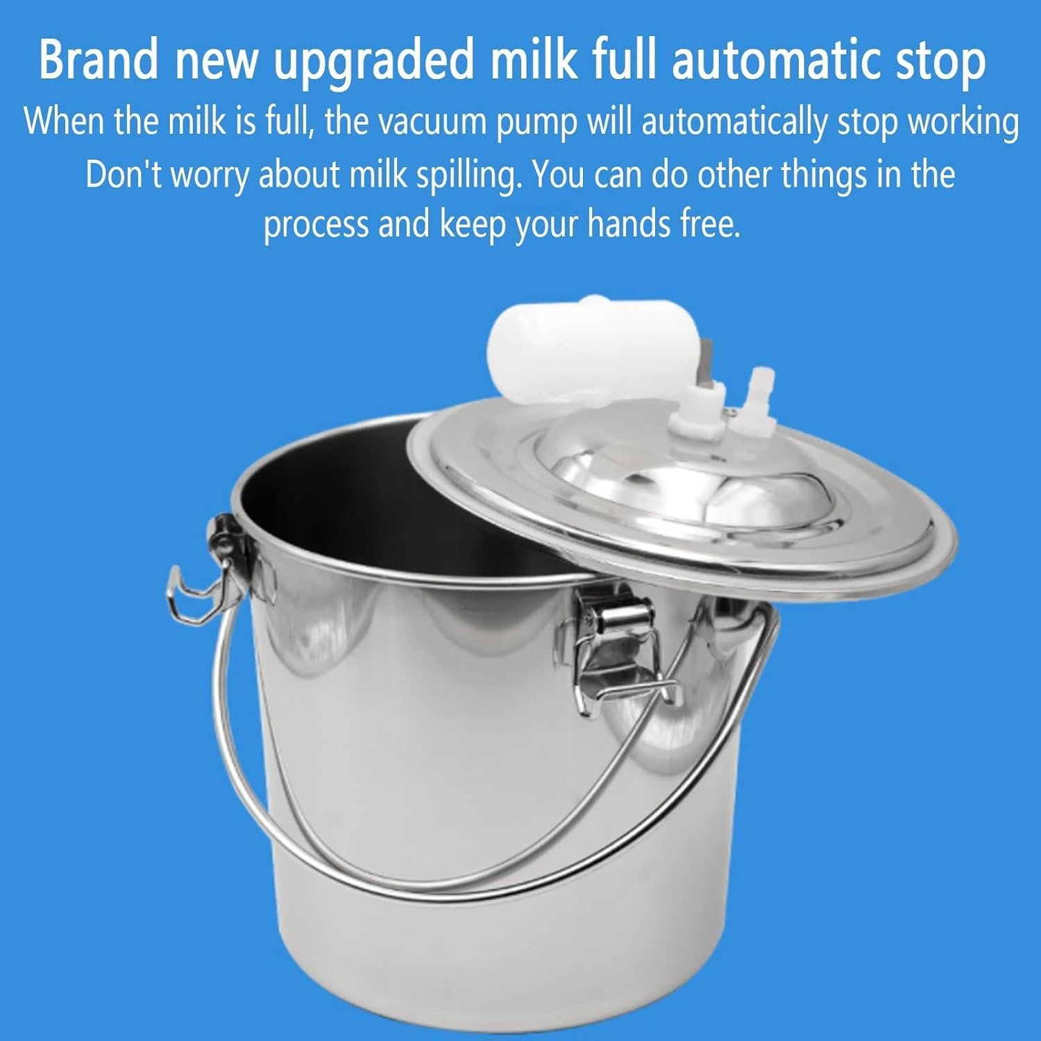 Rechargeable Direct Suction Milking Machine for Goats and Cows, 5L/10L Portable Home Milking Machine Cow Kit, Battery Operated Milker with Auto-Stop, Adjustable Suction, Milker for Small Farms