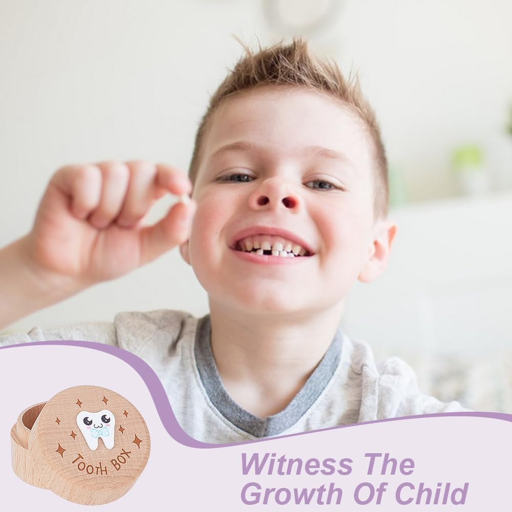 1Pc Wood Tooth Organizer Boxes with Tooth Star Pattern Memory Box Wooden Teeth Keepsake Storage Box for Parents Teeth Collection Storage image number 2