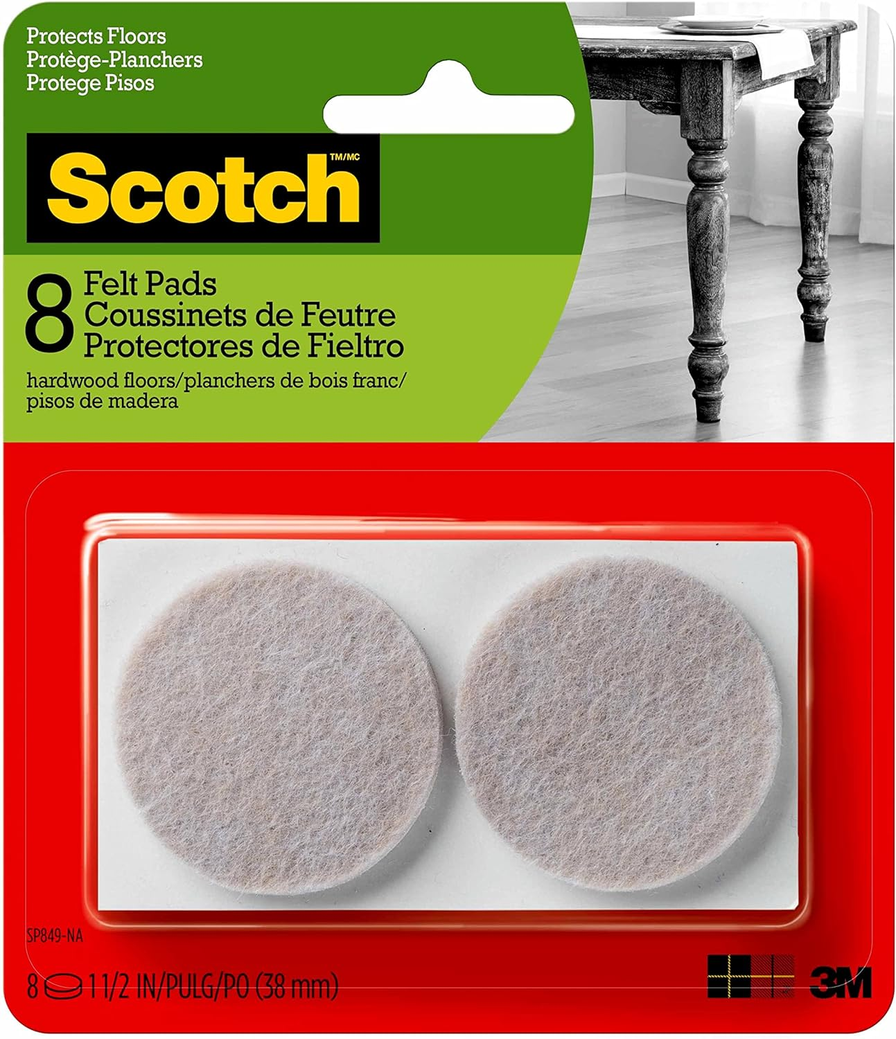 Scotch&trade; Felt Pads Value Pack SP842-NA-S, 36 Pack, Beige