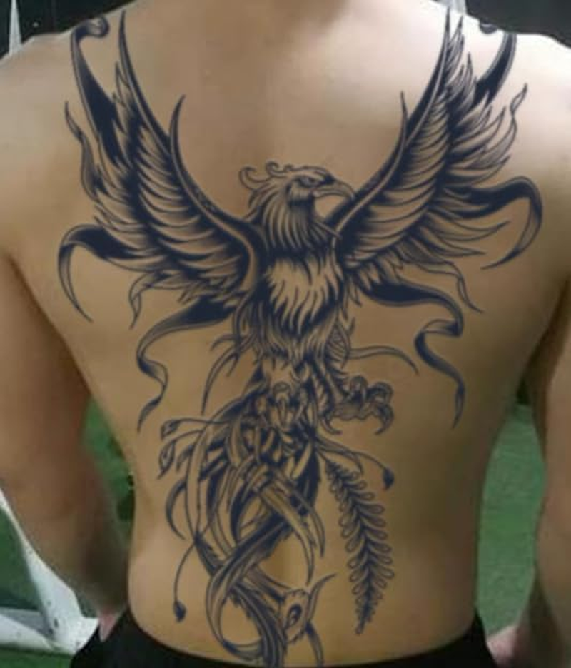 Phoenix Wings Full Back Semi-Permanent Herbal Tattoo Sticker High-Grade Simulation Juice Non-Reflective image number 2