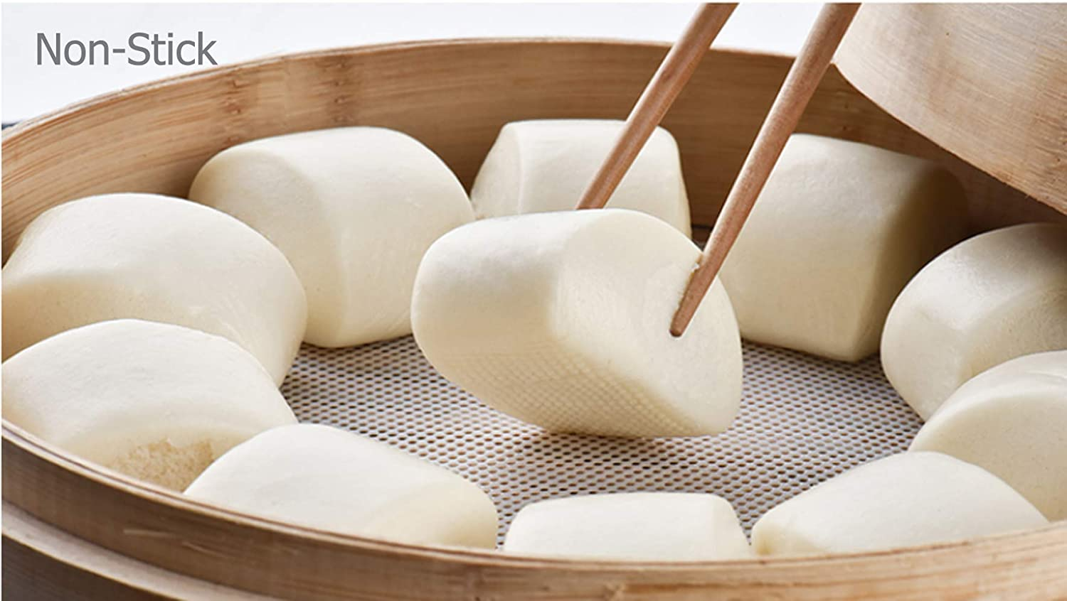 LONGFITE 3 Sizes Steamer Liner Silicone Mesh Mat Non Stick and Reusable, 8/10/12 Inch Mixed 3 Pack image number 5