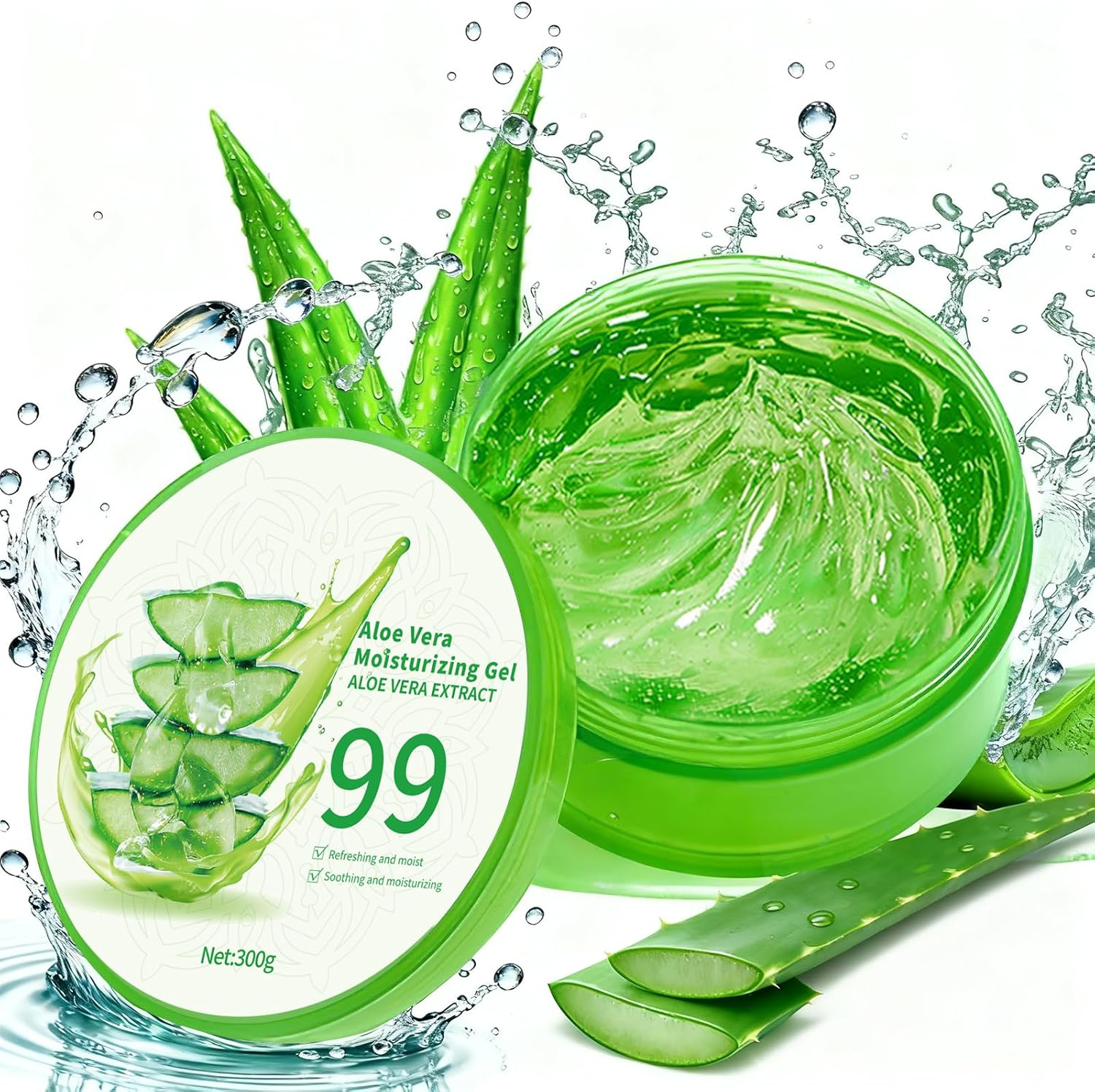 99% Pure Aloe Vera Gel for Face & Body Hydration, Soothing and Hydrating, Moisturizing for Skin Care, Scalp, Hair, Calming Aloe Gel for after Sun Skincare