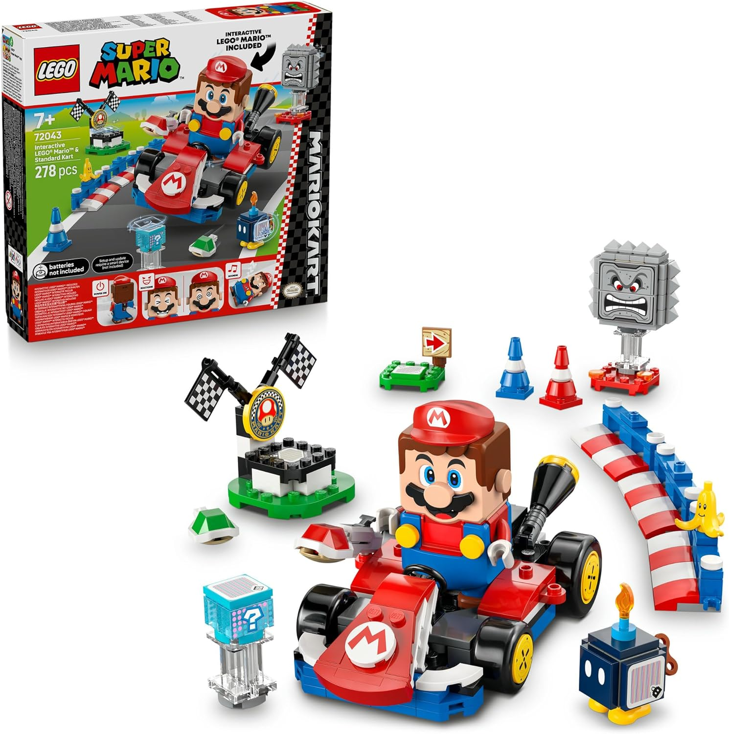 LEGO&reg; Super Mario&trade;: Mario Kart&trade; &ndash; Interactive LEGO&reg; Mario&trade; & Standard Kart 72043 Toy for Pretend Play, Building Set for Kids, Toy for Boys, Girls and Any Gamers Aged 7 Years Old Plus image number 4