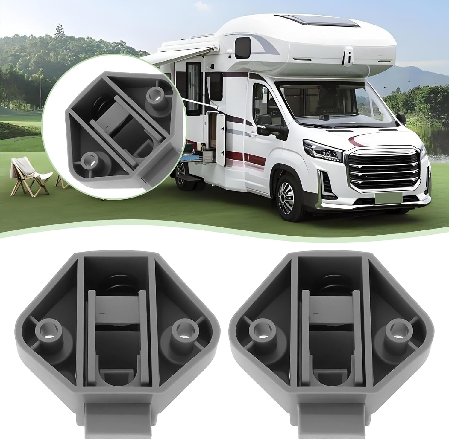 SING F LTD 2Pcs Grey Cupboard Door Handle Nylon Base Half Moon Push Lock Latch Knob Base Push Lock Base Cabinet Locks Handle Base for Car RV Caravan Boat Cupboard Drawers image number 1