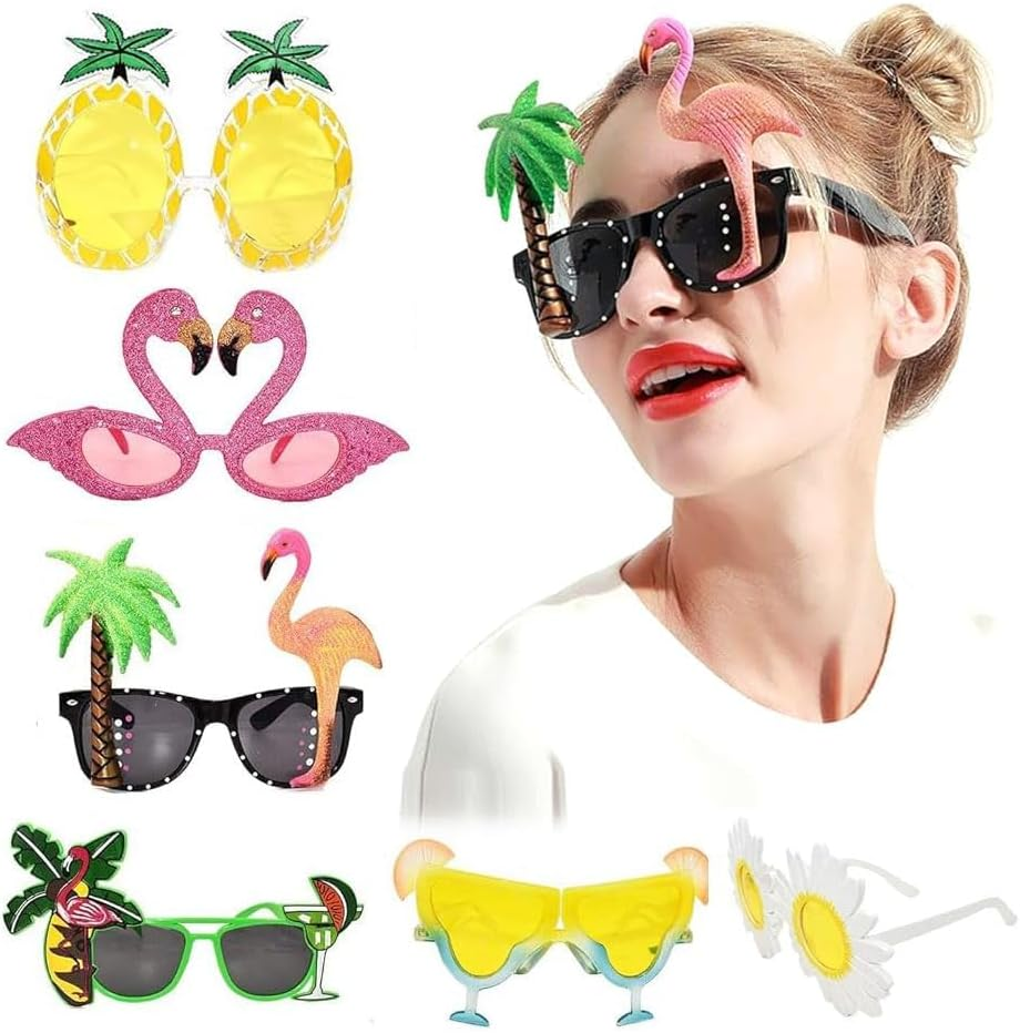 6Pcsparty Glasses Funny Glasses Novelty Party Sunglasses, Accessories Funny Sunglasses Beach Party Decors for Luau Party Supplies image number 3
