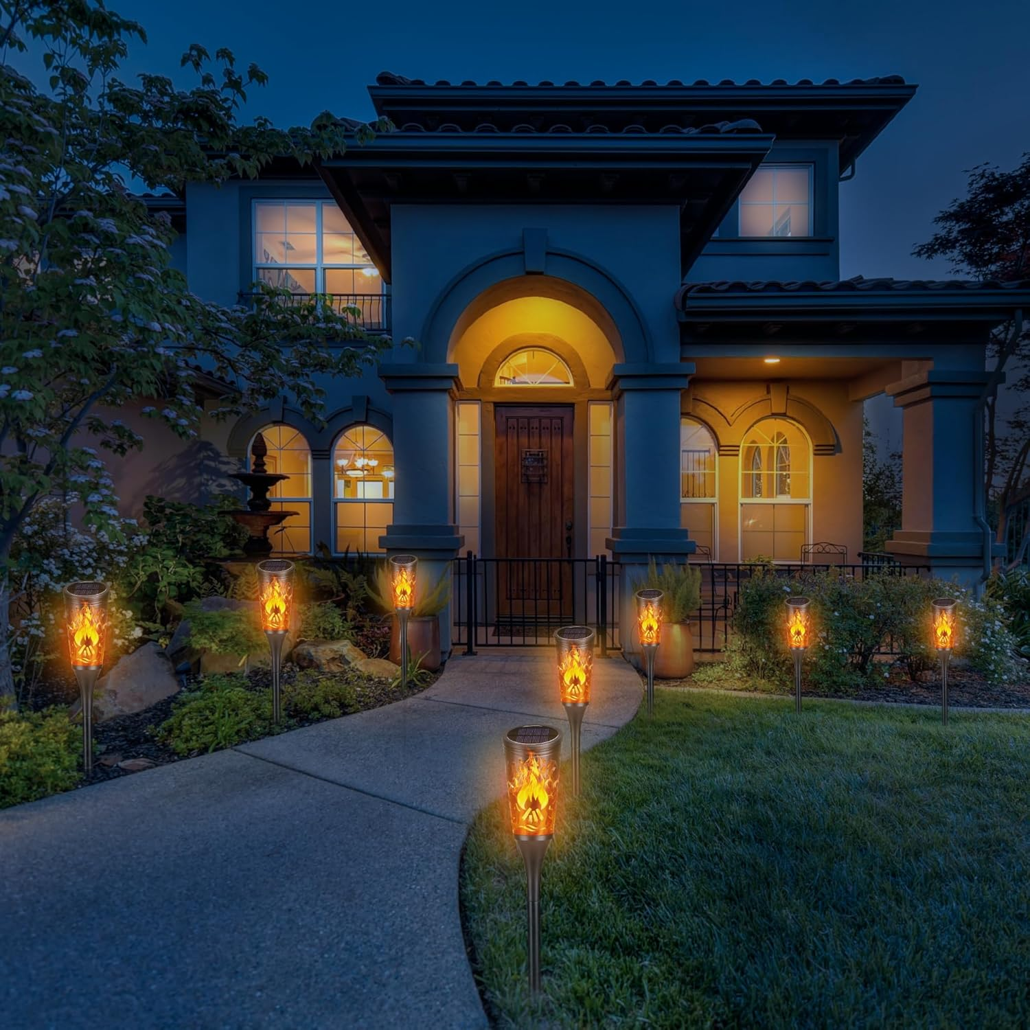 Toodour Solar Lights Outdoor, 6 Pack Solar Torch Lights with Flickering Flame, IP65 Waterproof Yard Lights Landscape Decoration Lighting for outside Garden Lawn Pathway Patio Decorations