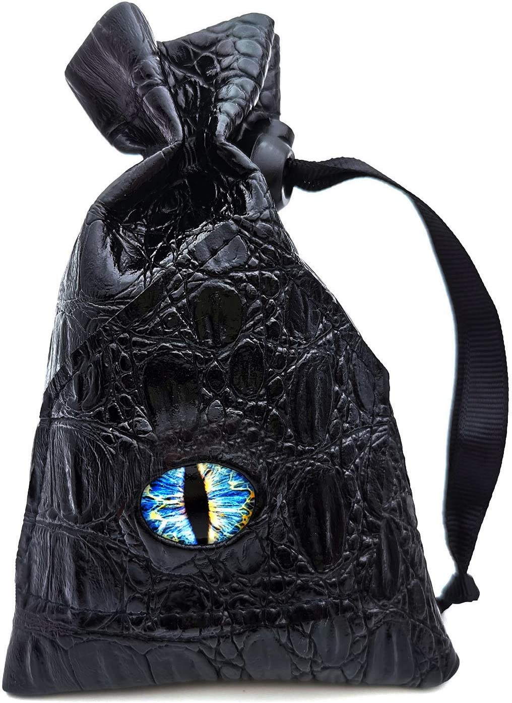 HAOMEJA DND Stuff Role Playing Dice Bag Drawstring Leather DND Dice Bag, Storage Bag Black Green Eye