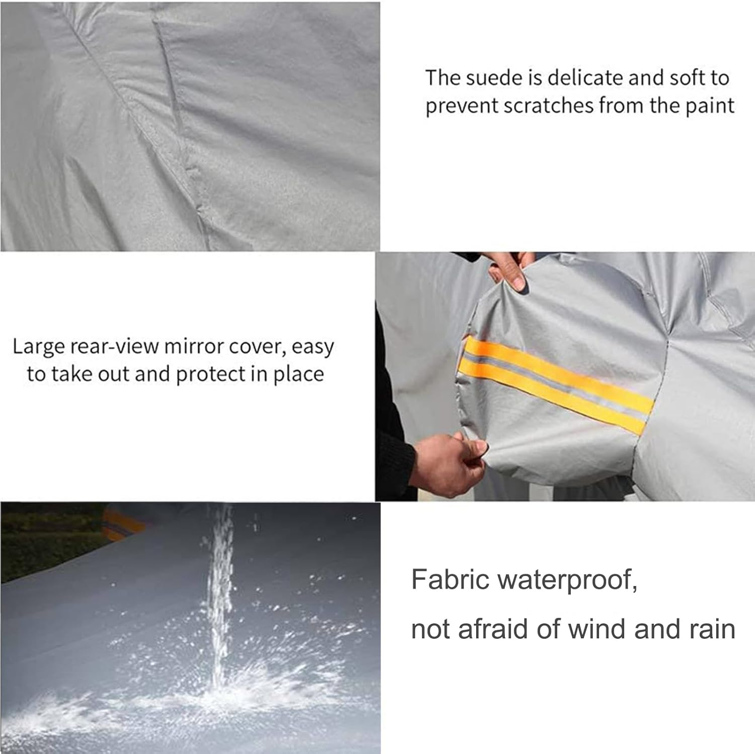 Car Cover Waterproof All Weather,6-Layer Car Cover,Outdoor Full Cover Rain Sun UV Protection with Zipper Cotton,Universal Fit for Sedan and Suvs (193 X 75 X 59 Inch) image number 3