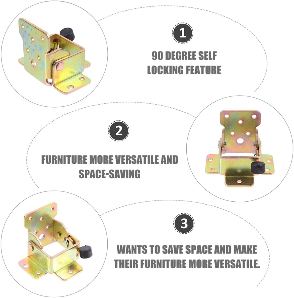 TOVINANNA Folding Table Leg Hinge Bracket 90-Degree Self-Locking Hardware with Spring-Loaded Support for Furniture Legs, 2Pcs Set Suitable for Dining and Coffee Tables image number 6