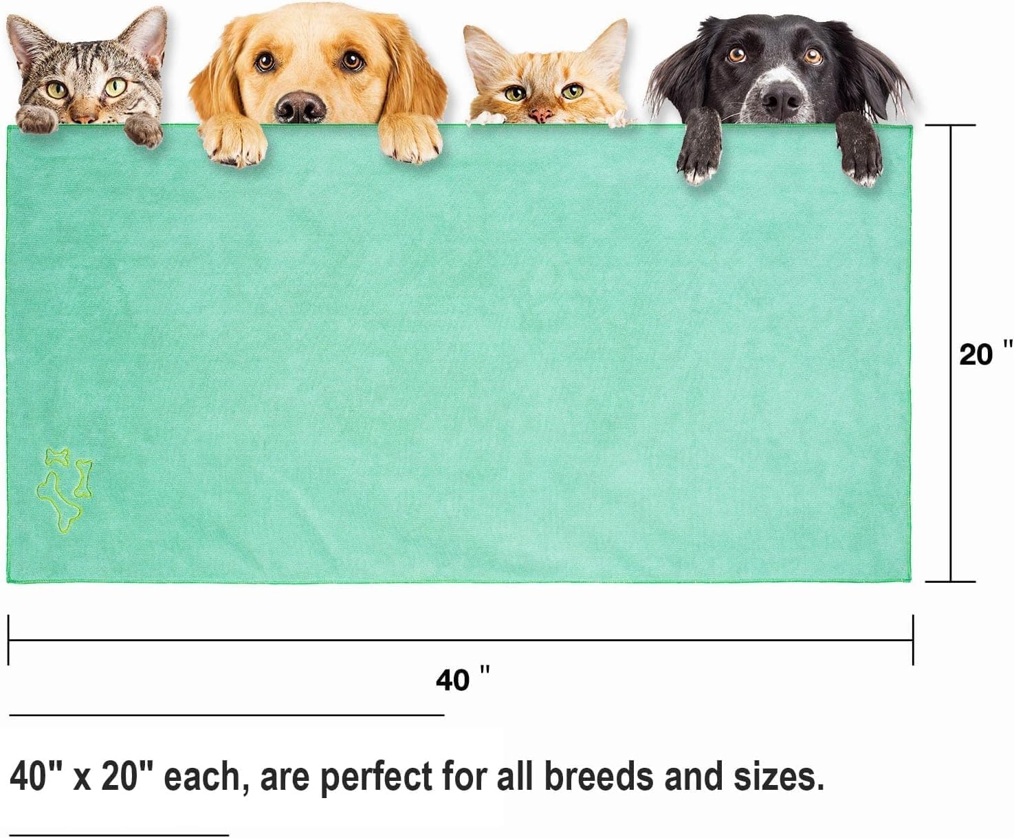 Quick Dry Dog Bath Towel, Pack of 3 Large 100X50Cm Microfiber Pet Towels,Super Absorbent Cat and Puppy Shower Essentials image number 6