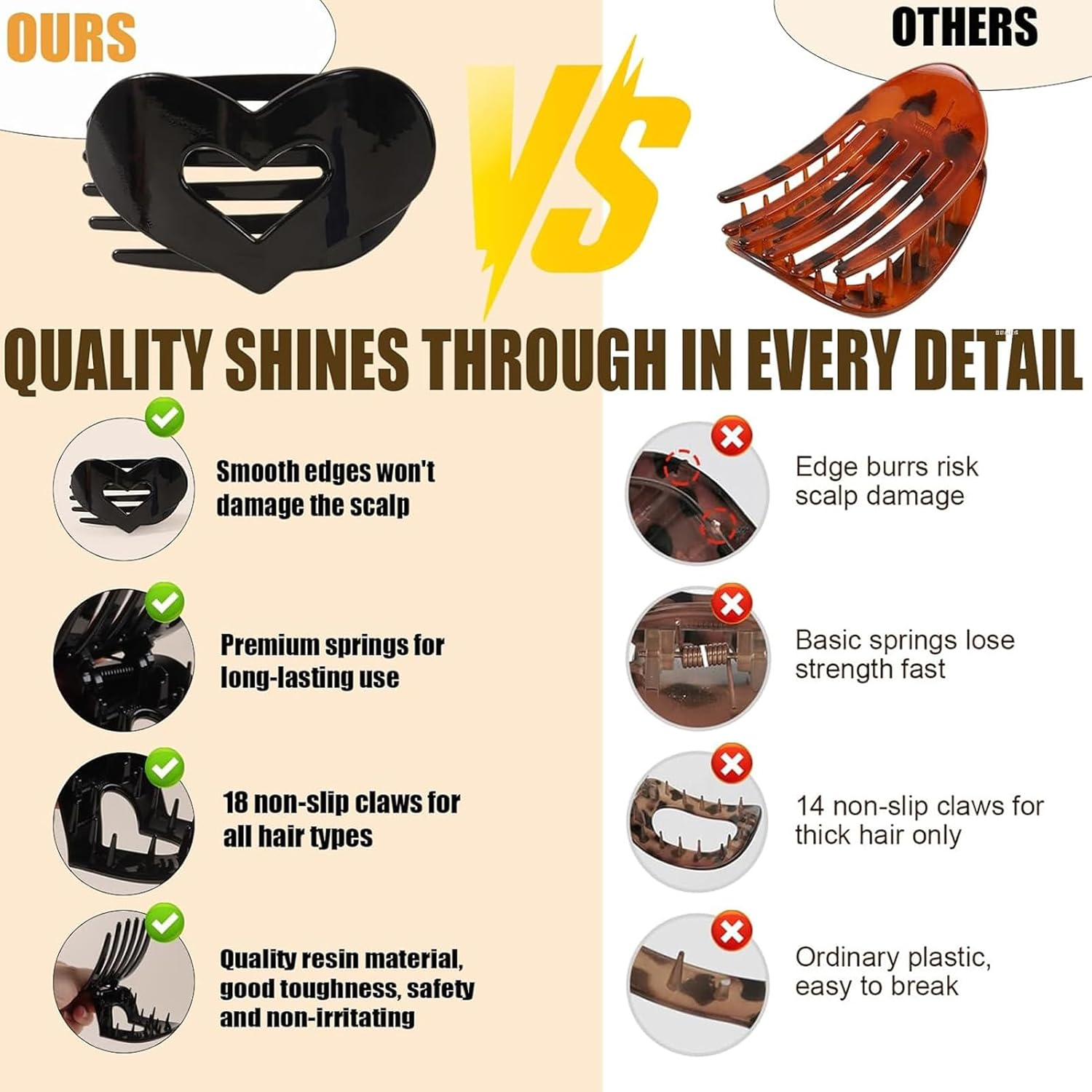 8 PCS Flat Hair Clips French Lay down Hair Claw Clips for Women Girls Strong Hold Hair Barrettes for Thick Thin Hair Comfortable Curved Flat Clips for Lying Driving (Heart) - Square image number 7