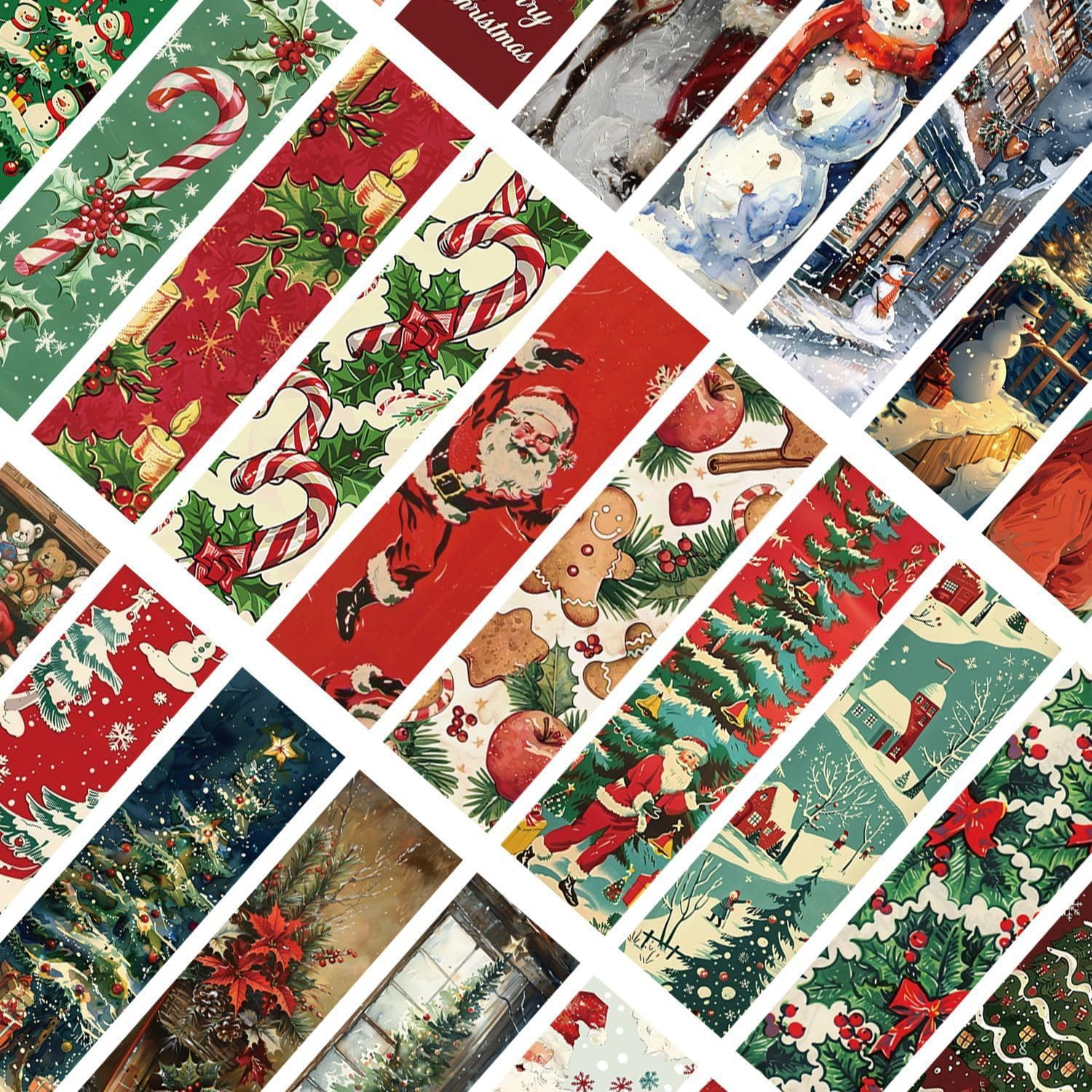 30 Pcs Christmas Bookmarks,Vintage Xmas Theme Paper Book Markers Xmas Page Clips,Creative Xmas Reading Paper Cards for Bedtime Stories Christmas Vacation Reading Family Book Study Breaks image number 6