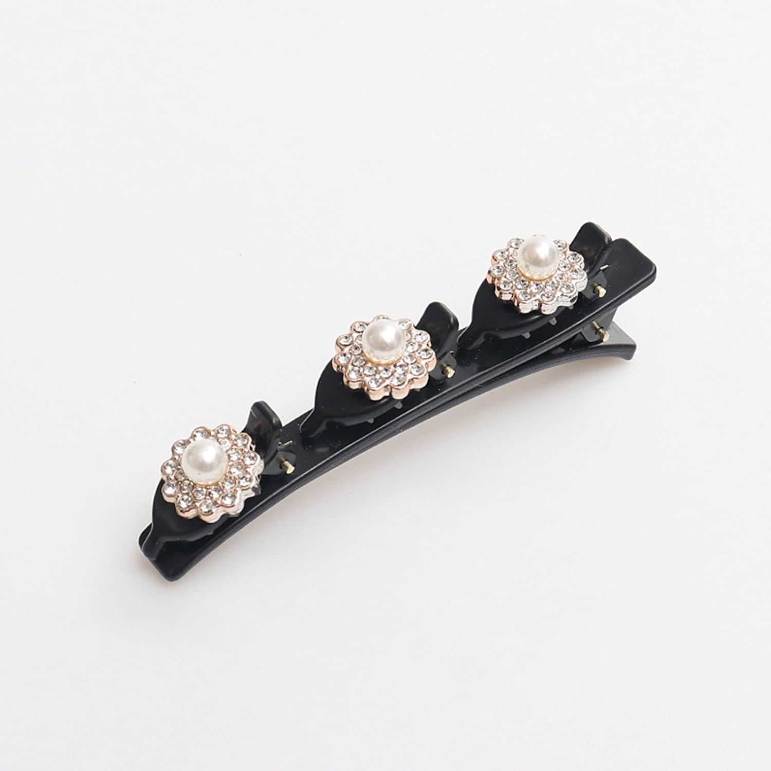 Braided Hair Clips with Sparkling Crystal Stone and 3 Small Clips Beaded Hairpin Duck Bill Clip Braided Hair Clip with Rhinestones for Women as a Gift (Style: G)