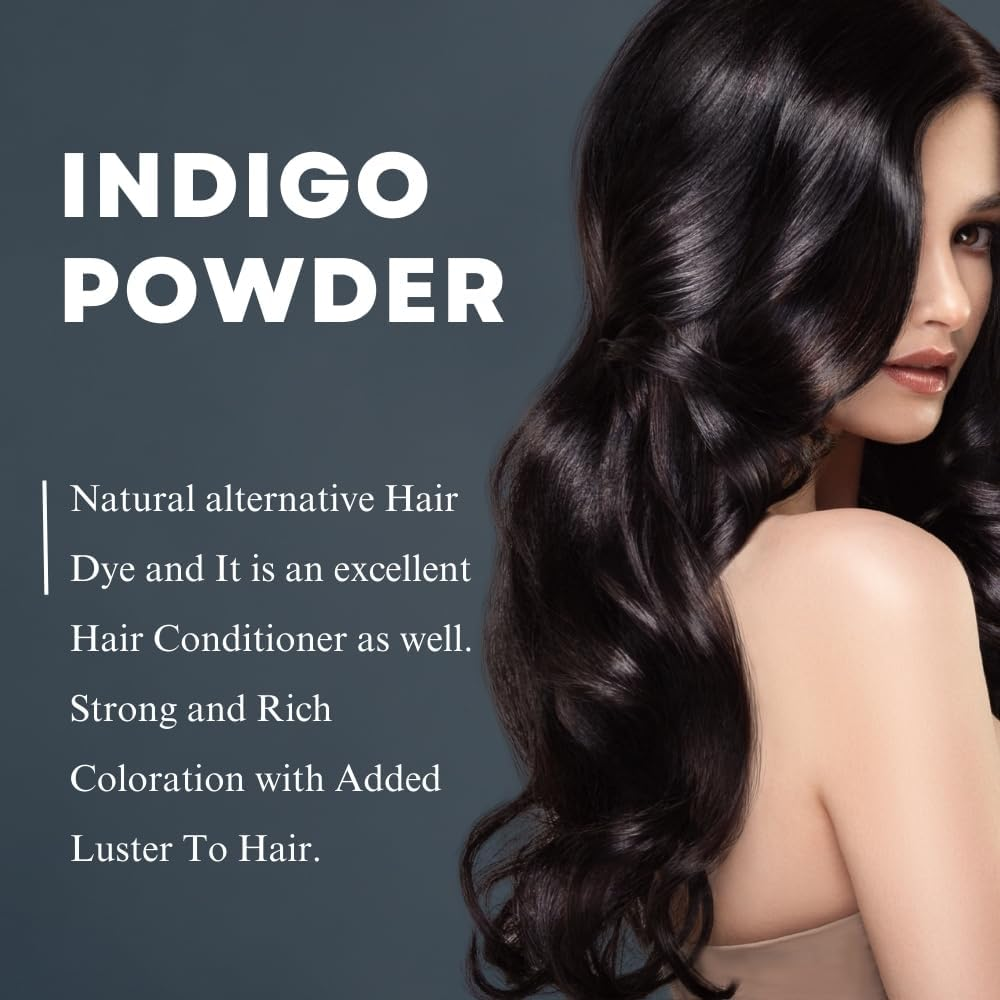 Indigo Powder for Hair Color/Beard Dye by Hebhac Herbs | Natural Indigo Hair Color for Black & Dark Hair | Indigofera Tinctoria | 3.5Oz (100G) Natural Hair Dye Powder image number 2