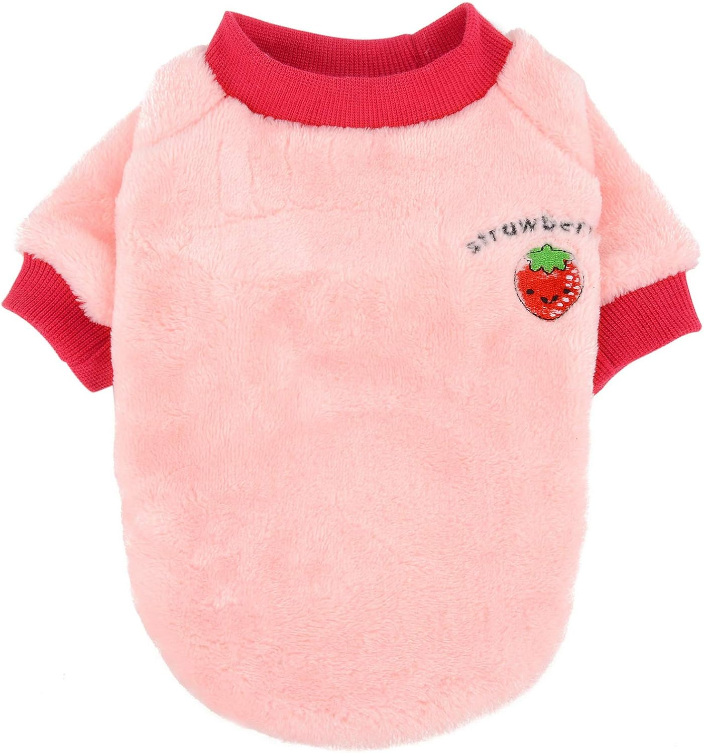 ZUNEA Small Dog Jumper Winter Warm Sweater Coat Fleece Puppy Clothes Cute Colorful Fruits Knitting Strawberry Pet Cats Jacket Coats Soft Pullover Apparel for Cold Weather Pink XL image number 6