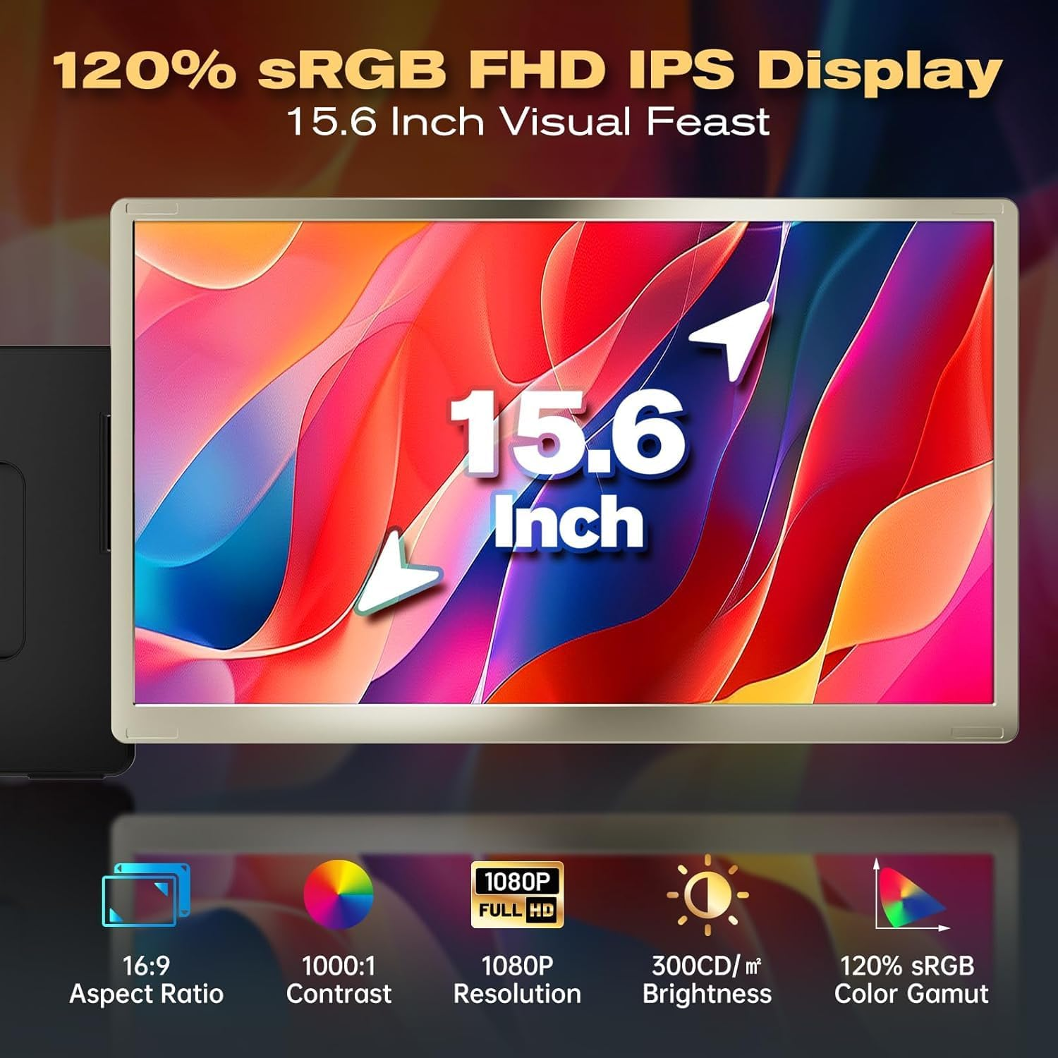 Teamgee 15.6&rdquo; Laptop Screen Extender, 120% Srgb FHD 1080P Detachable Triple Monitor with 235&deg; Rotation & Kickstand, Plug & Play, Portable Monitor for 13-17&rdquo; Laptops (Mac/Windows/Android) image number 5