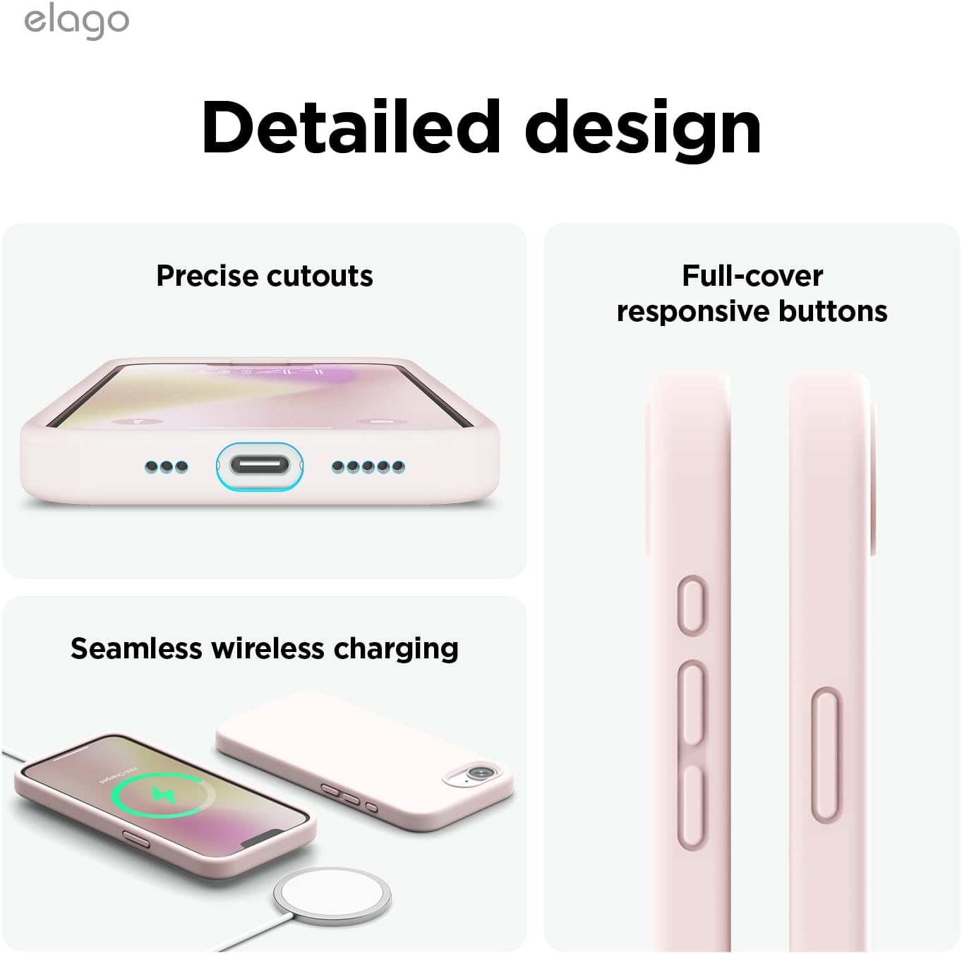 Elago Silicone Case Compatible with Iphone 16E Cover, Premium Liquid Silicone Case, Full Body Protective Cover, Shockproof, Anti-Scratch Soft Microfiber Lining (Lovely Pink) - Light Blue image number 6