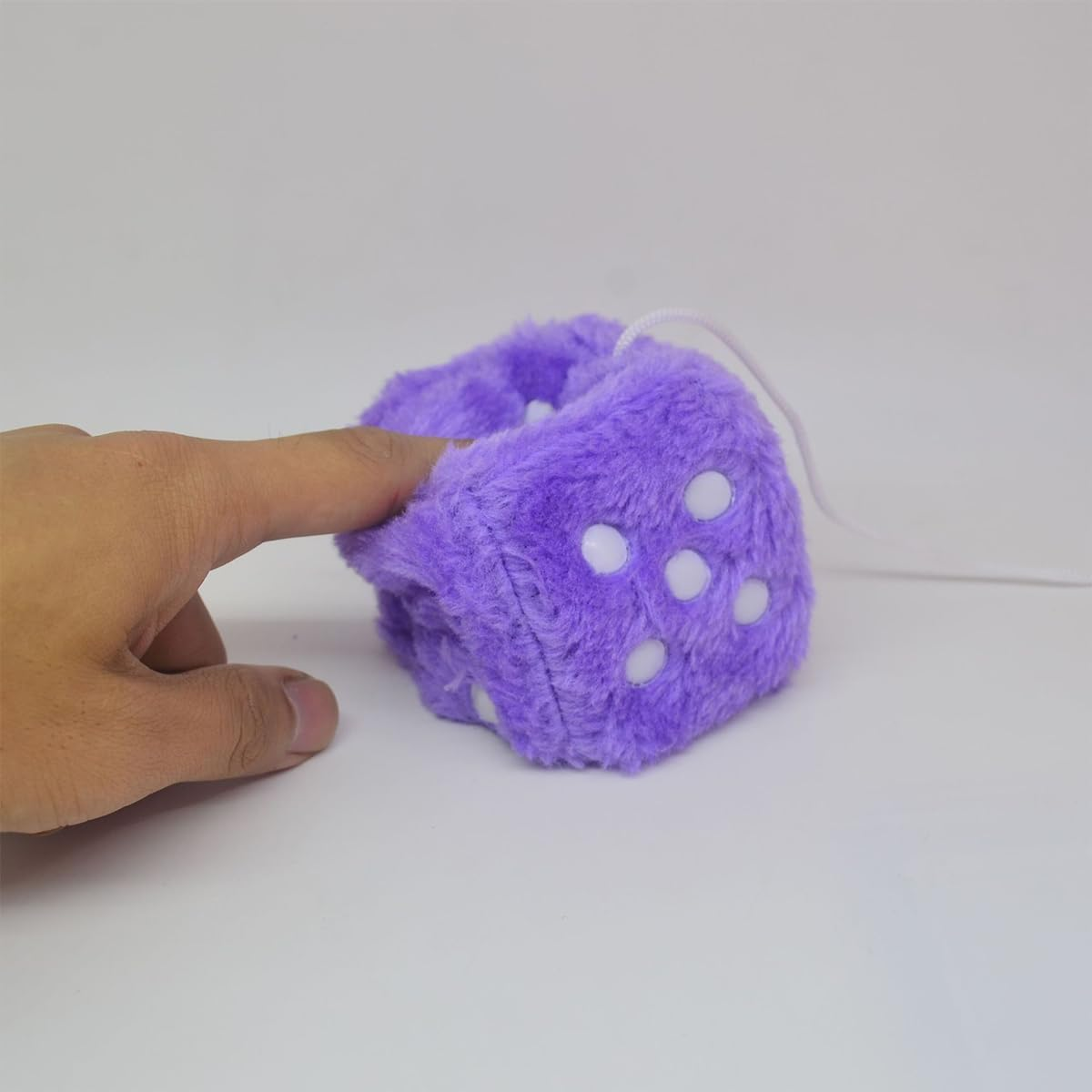 AIMALL 2PCS Plush Fuzzy Dice for Car Rearview Mirror, 2.95" Soft Touch Hanging Dice with Suction Cup, for Vehicles and Home - Black image number 6