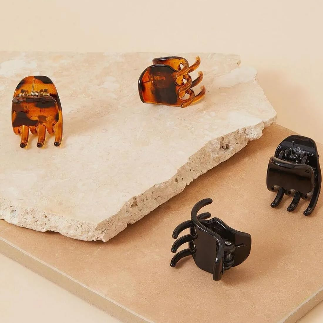 Pack of 36 Mini Hair Clips, Mini Plastic Hair Claw Clips, Non-Slip Grip Small Jaw Clips for Girls and Women, Black, Tortoiseshell, Transparent White image number 3