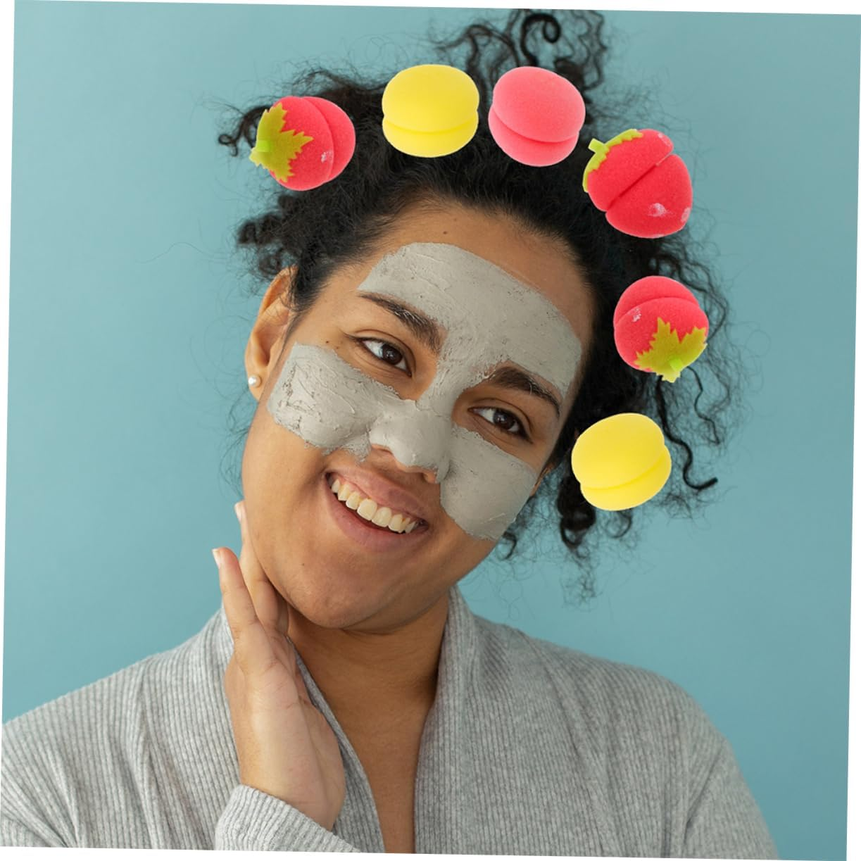 Mikinona 24Pcs Sponge Hair Curlers Balls Lightweight Hair Rollers for Natural Curling Soft Strawberry Rollers Suitable for Bangs Easy DIY Styling Tools for Women image number 3