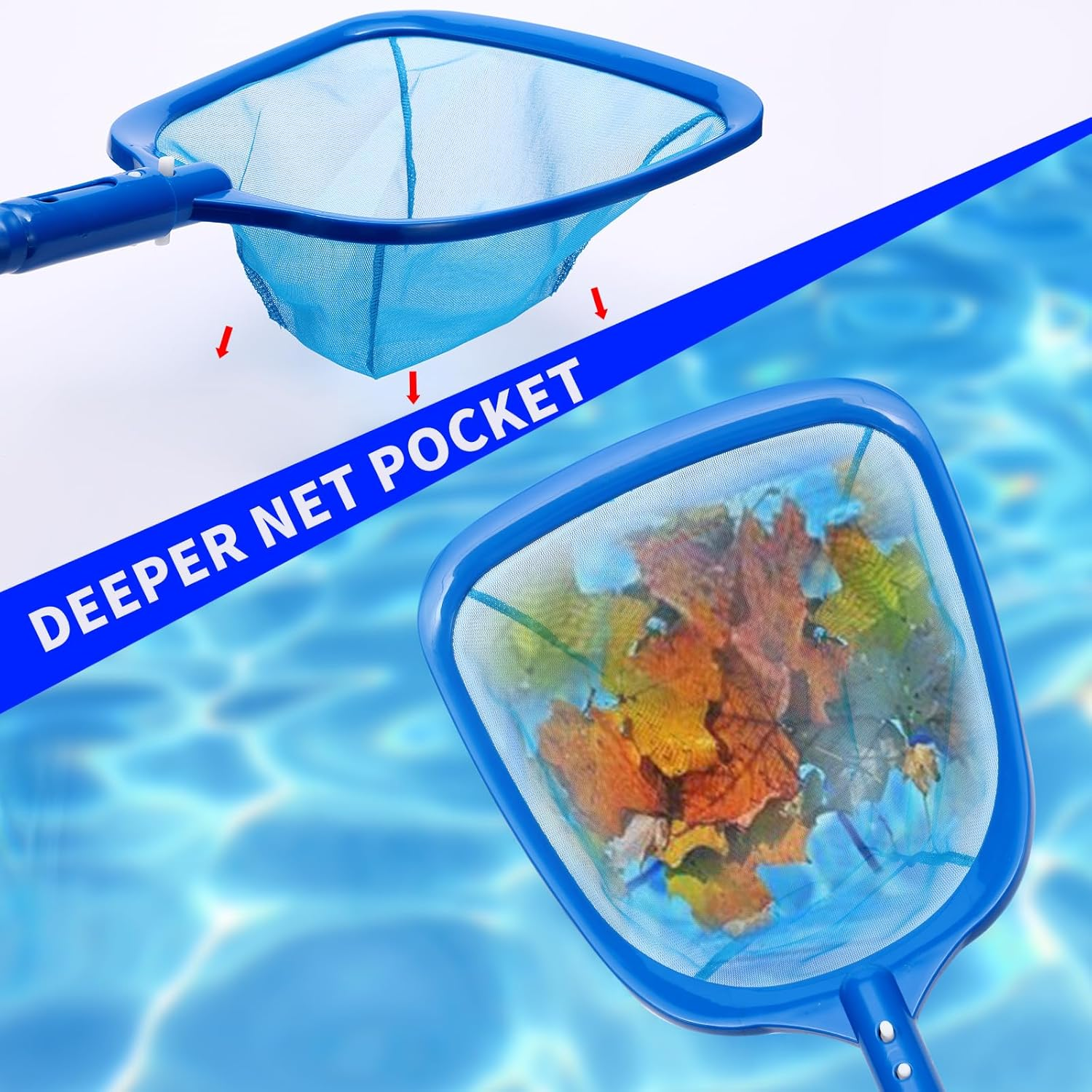 2 Pack Pool Skimmer Net, Pool Nets for Cleaning, Swimming Pool Leaf Skimmer Net with Reinforced Frame, Ultra Fine Mesh Netting, Clean Remove the Finest Debris Fast image number 1