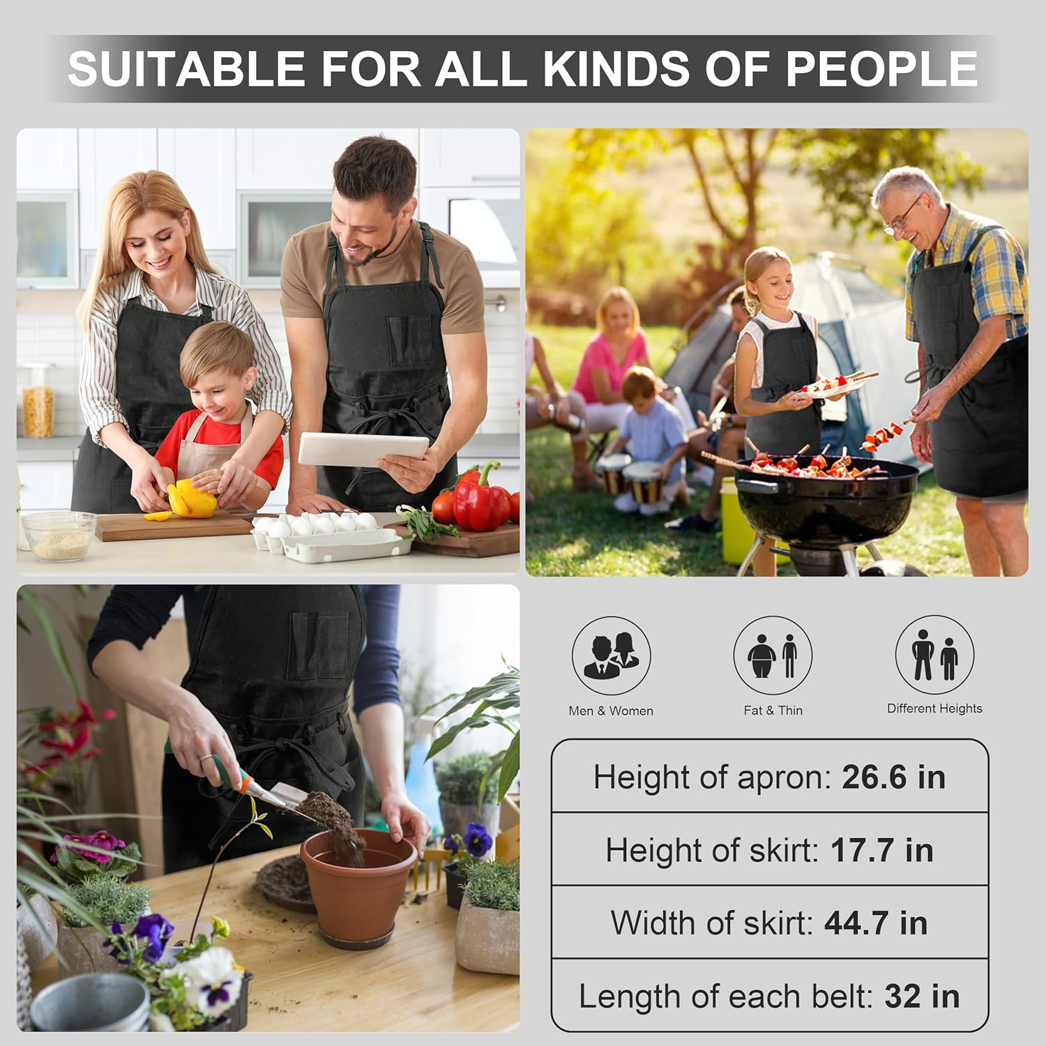 Mylifeunit Artist Apron, Adjustable Painting Apron with 10 Pockets for Arts and Craft image number 4