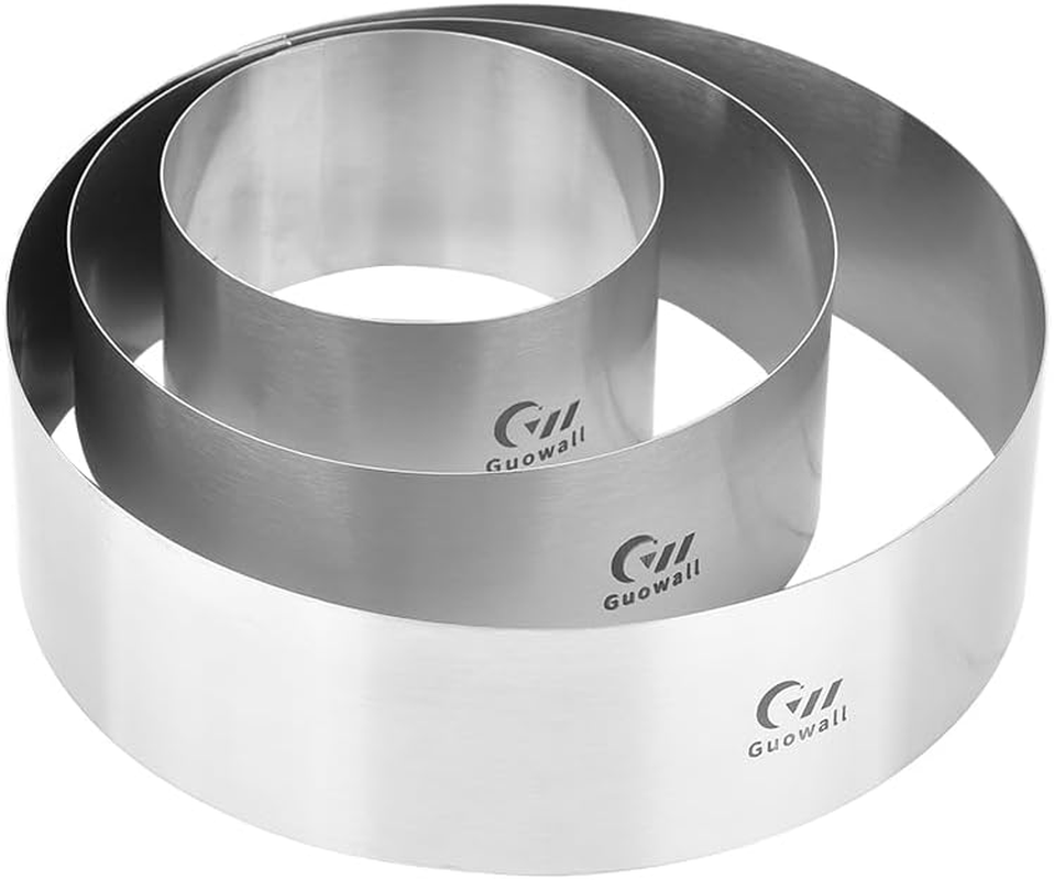Guowall 3Pcs 4/6/8 Inch Cake Ring Mould for Baking Stainless Steel round Mousse Pastry Mold image number 4