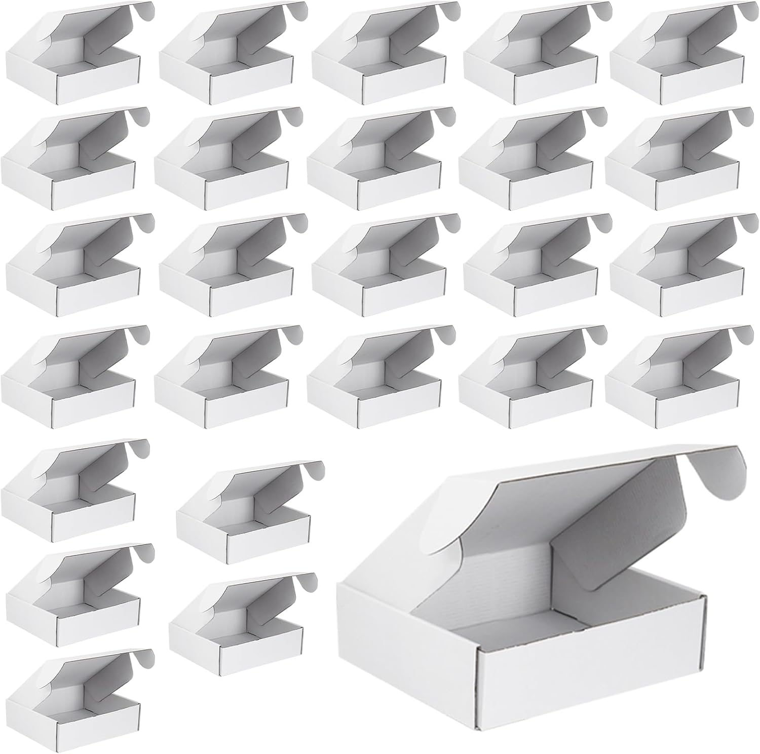25 Pcs Double-Sided White Corrugated Cardboard Shipping Cartons 150X100X40Mm/Ea, Small Packet Shipping Boxes, Small Parcel Cartons, Packaging Mailing Boxes for Business Posting Storing Gift (White)