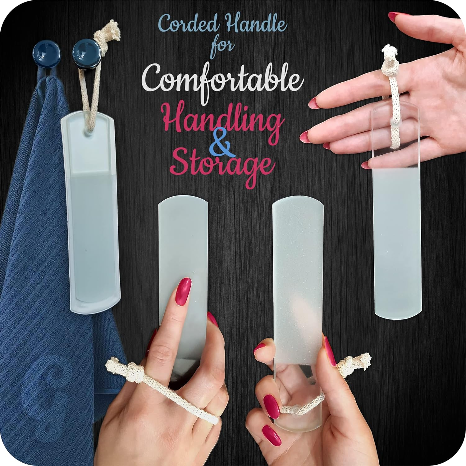 Genuine Czech Glass Foot File - Two-Sided Different Grit Surface, Gentle Callus Remover, Pedicure & Spa Rough Skin Scrubber, Professional Toenail and Heels Care, EU Quality, Large Size - Green image number 7