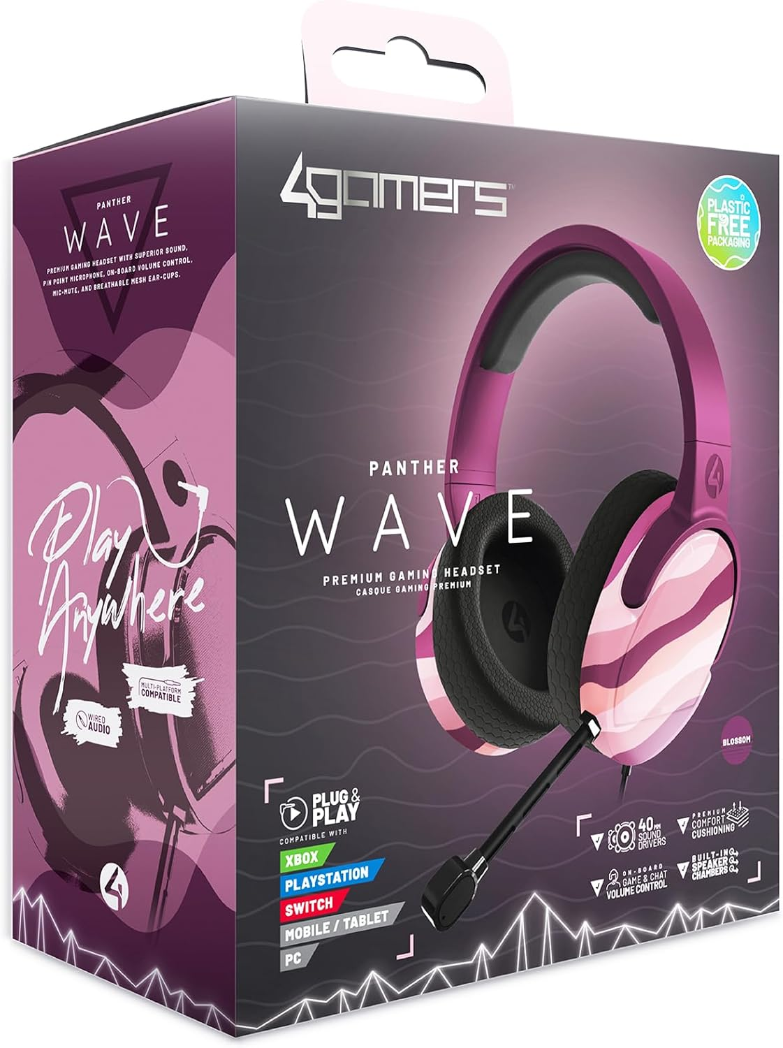 PC Accessory: Wired Headset - 4Gamers PANTHER Headset - Blush: Compatible with PC, Switch, PS5, Xbox X|S